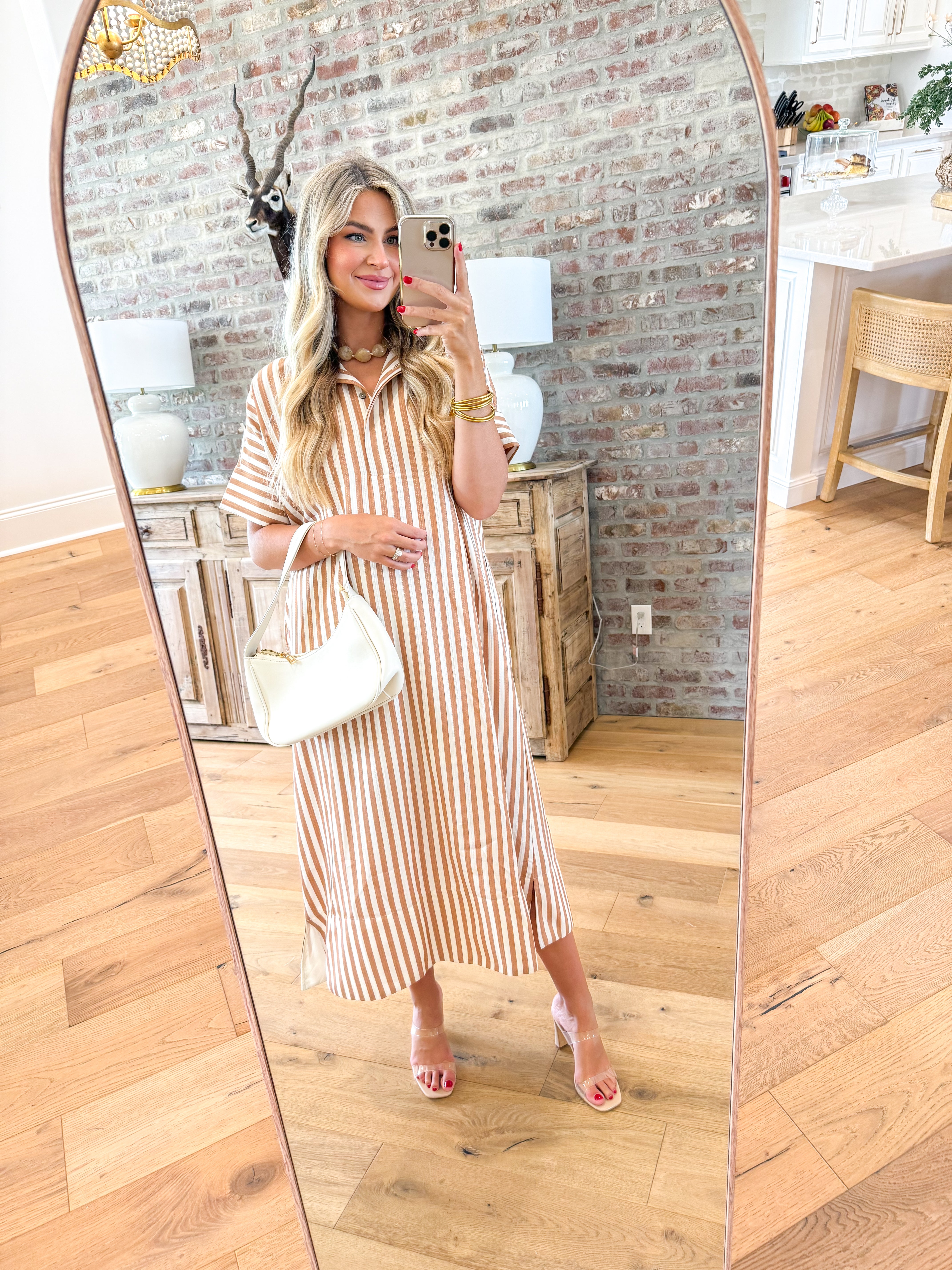 Lunden Taupe/White Striped Maxi