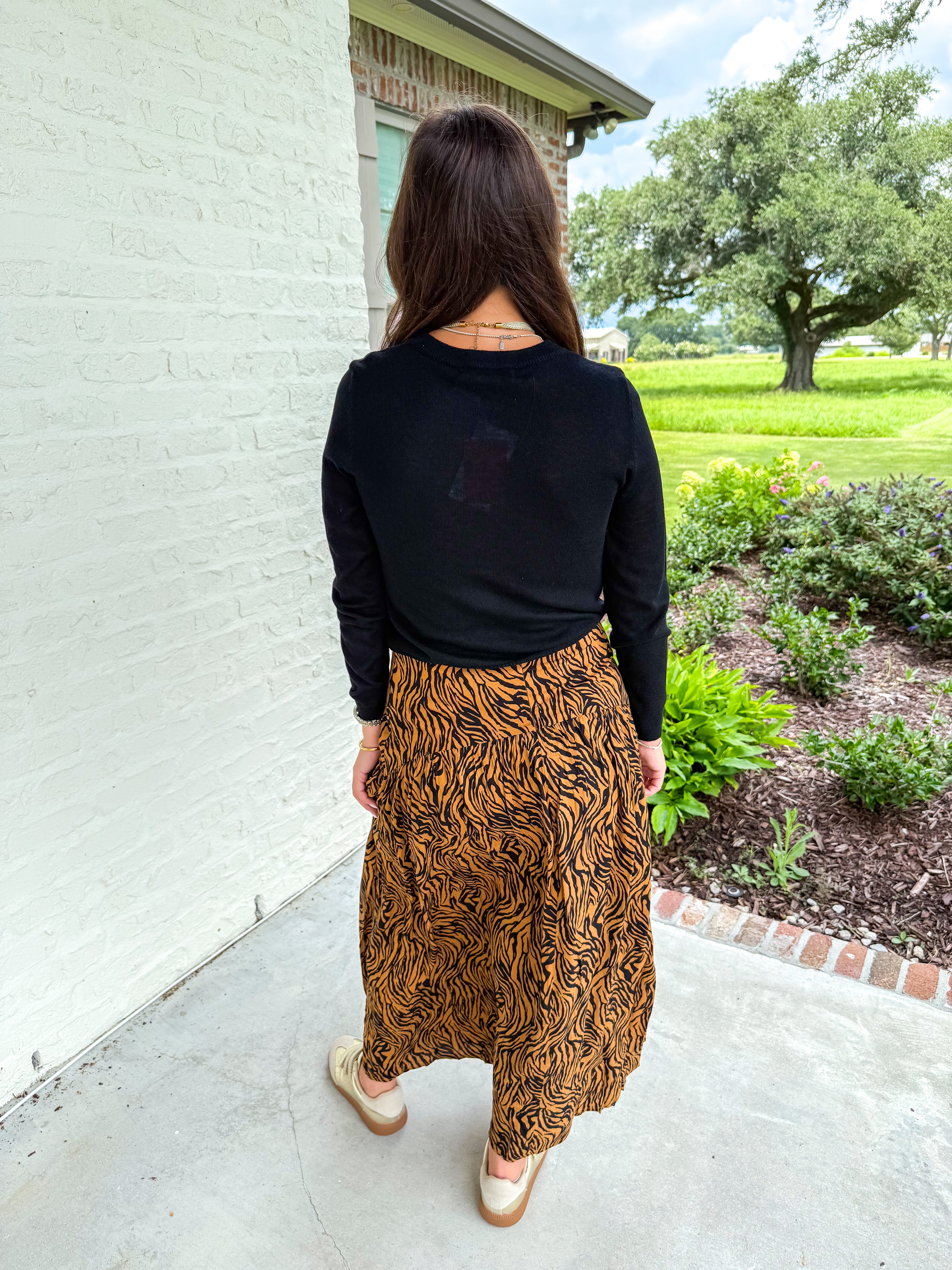 Wild Side Tiger Print Maxi Skirt