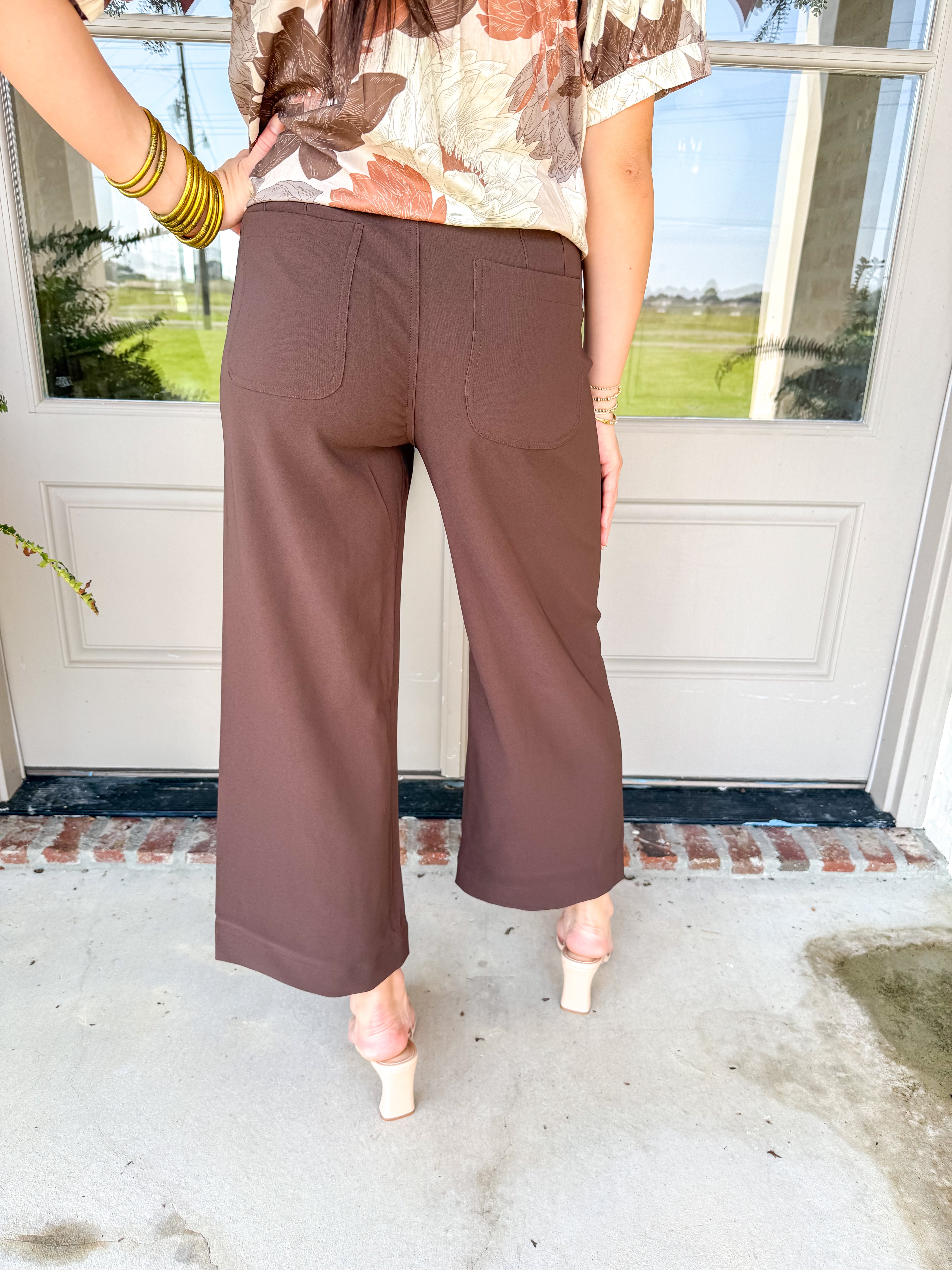 Colette Cropped Wide-Leg Trousers Brown