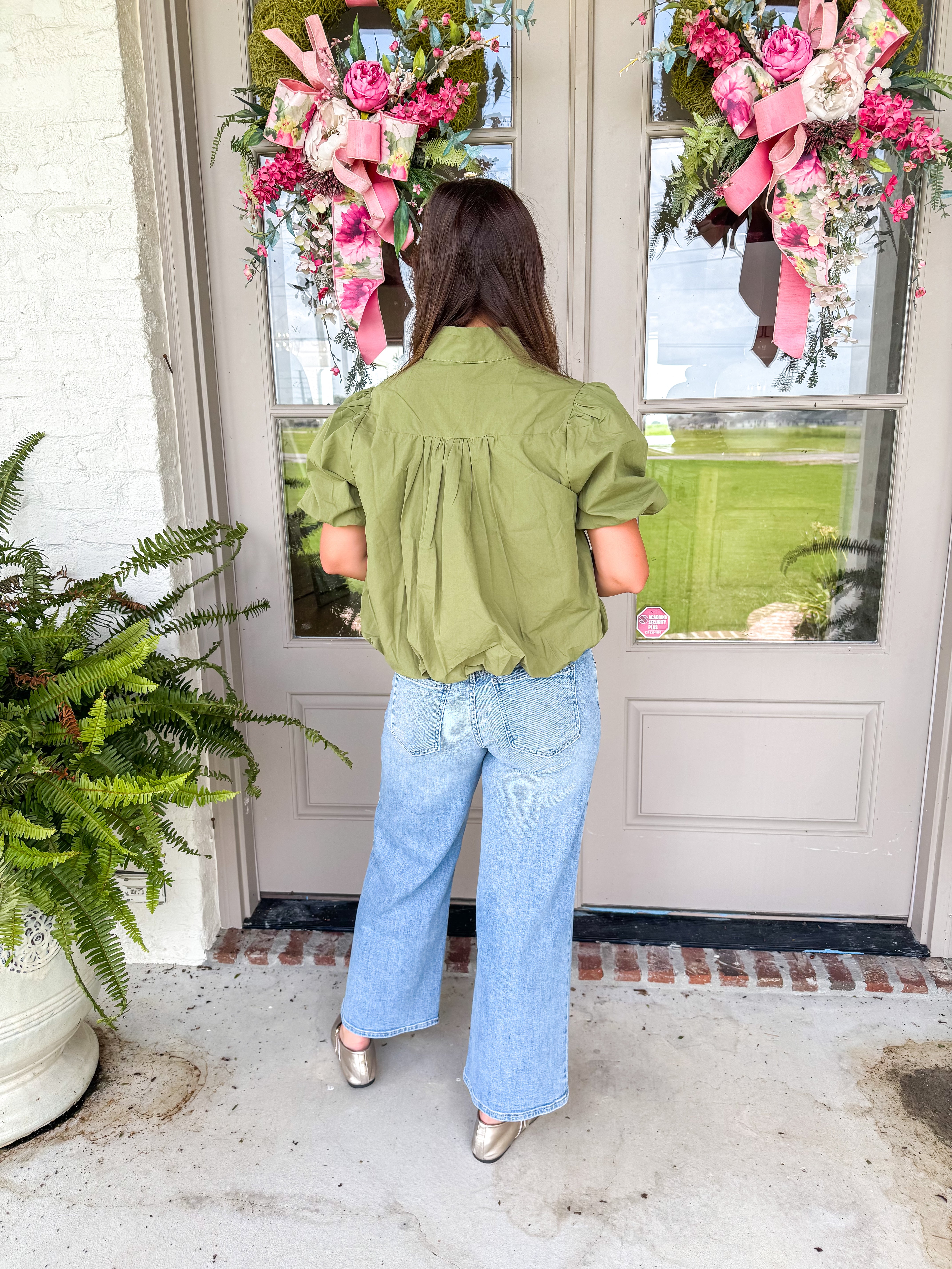 The Uptown Bubble Top Olive