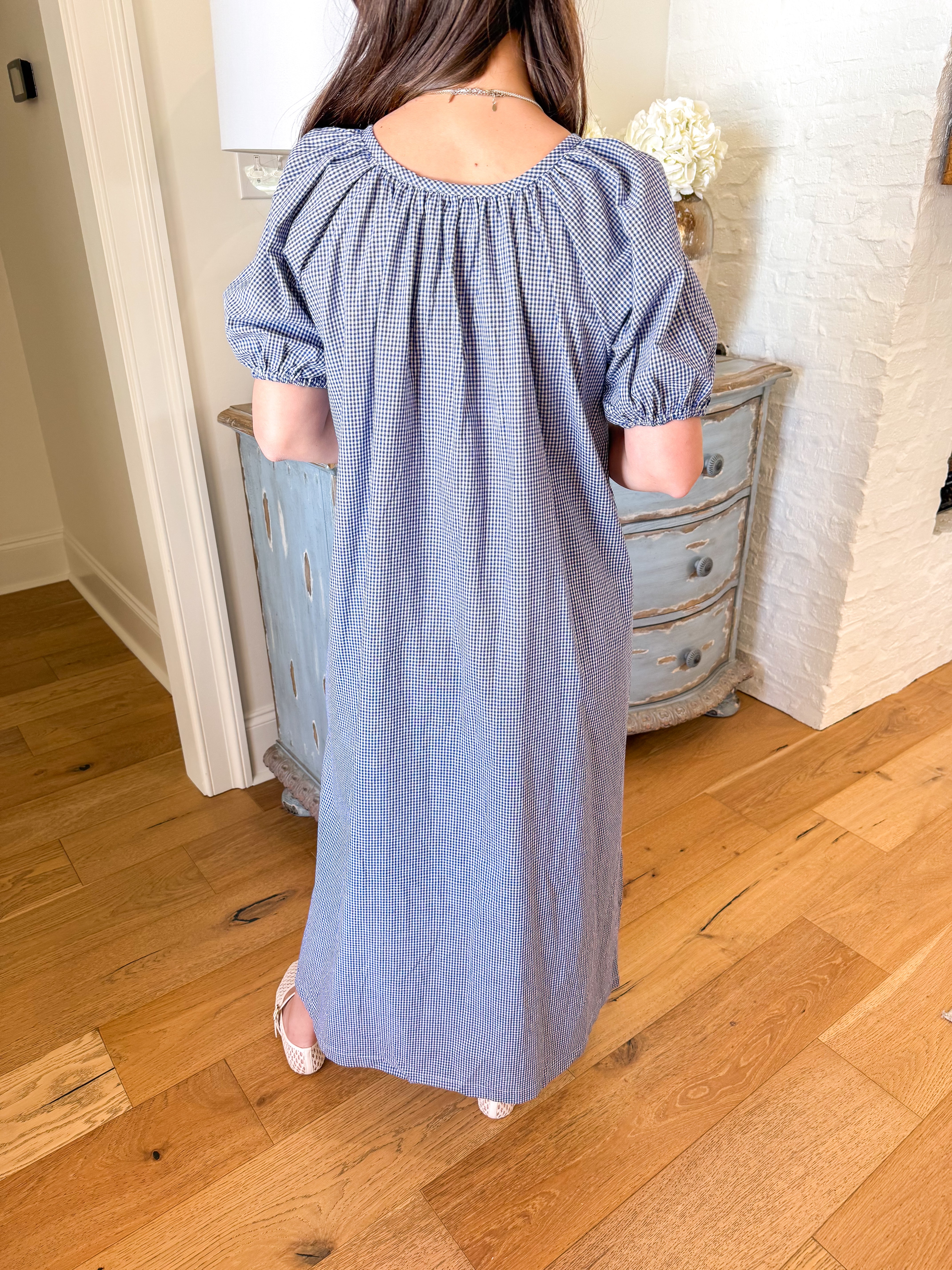 Charlie Blue Gingham Maxi