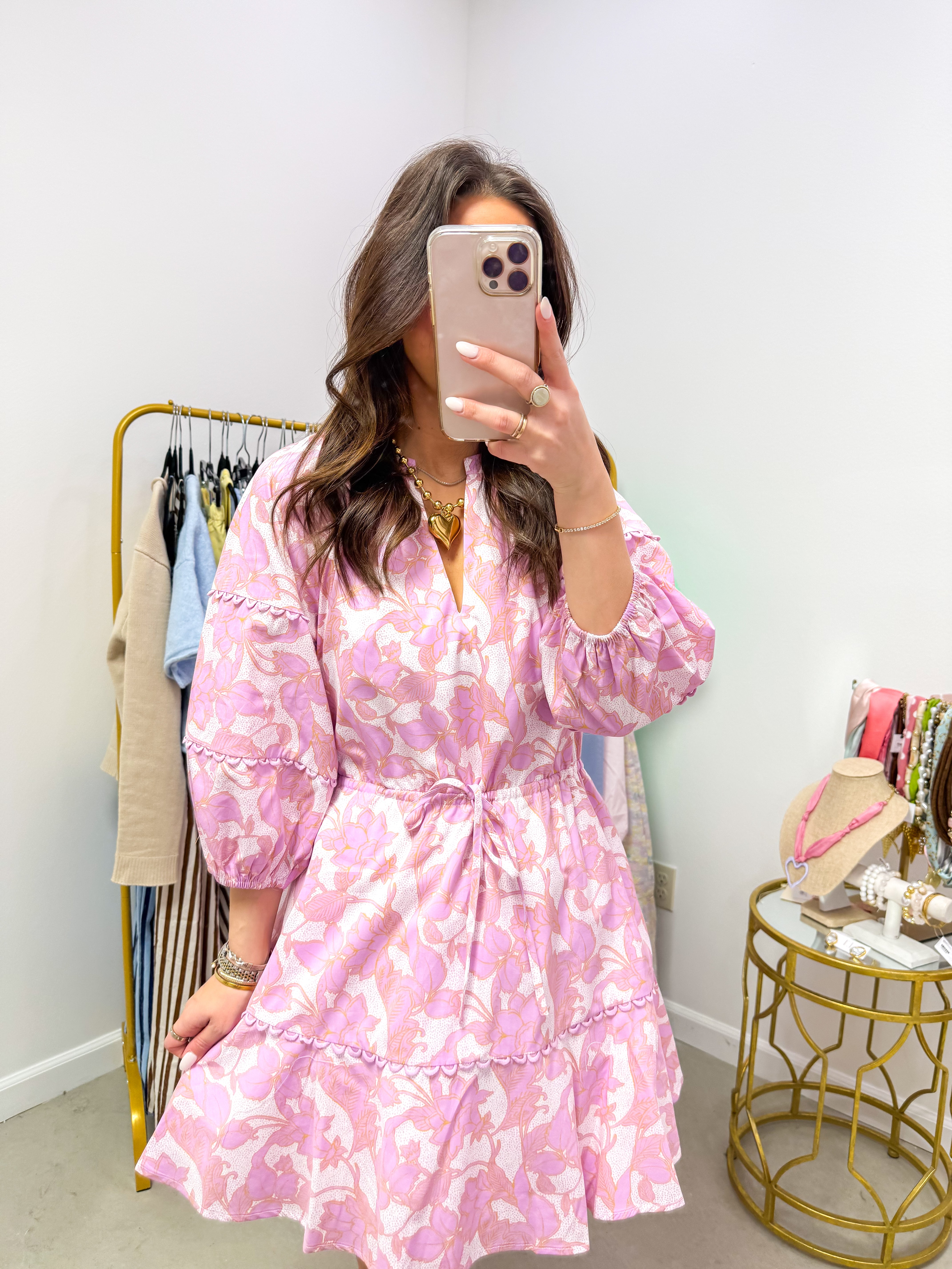 Daney Floral Dabria Split Neck Mini Dress