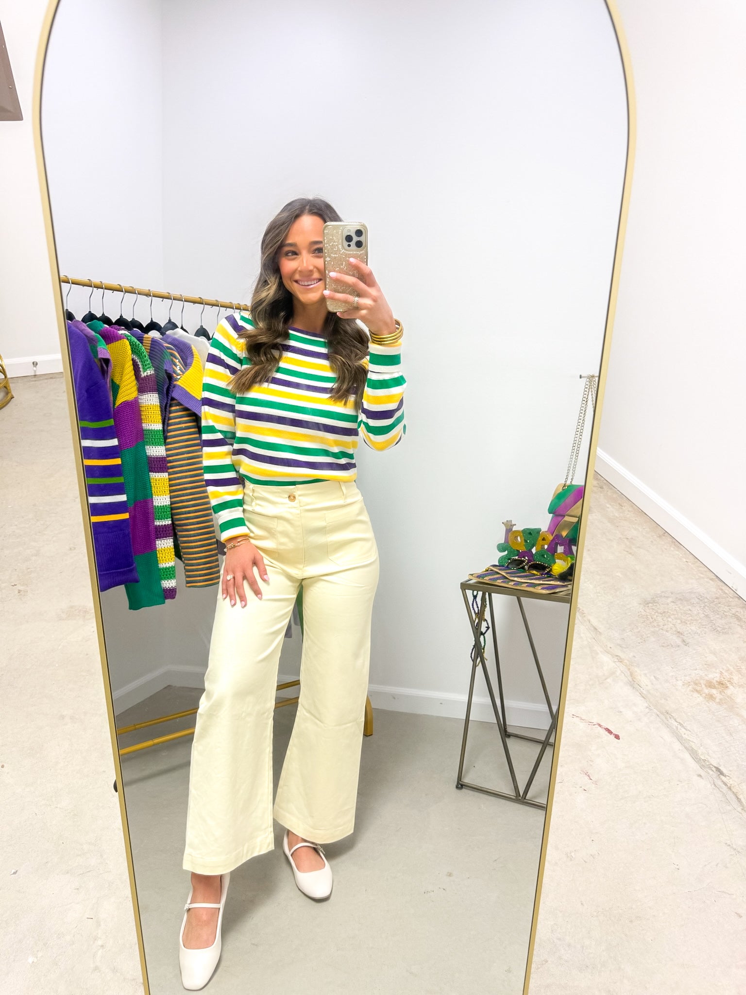 Mardi Gras Striped Fitted Top