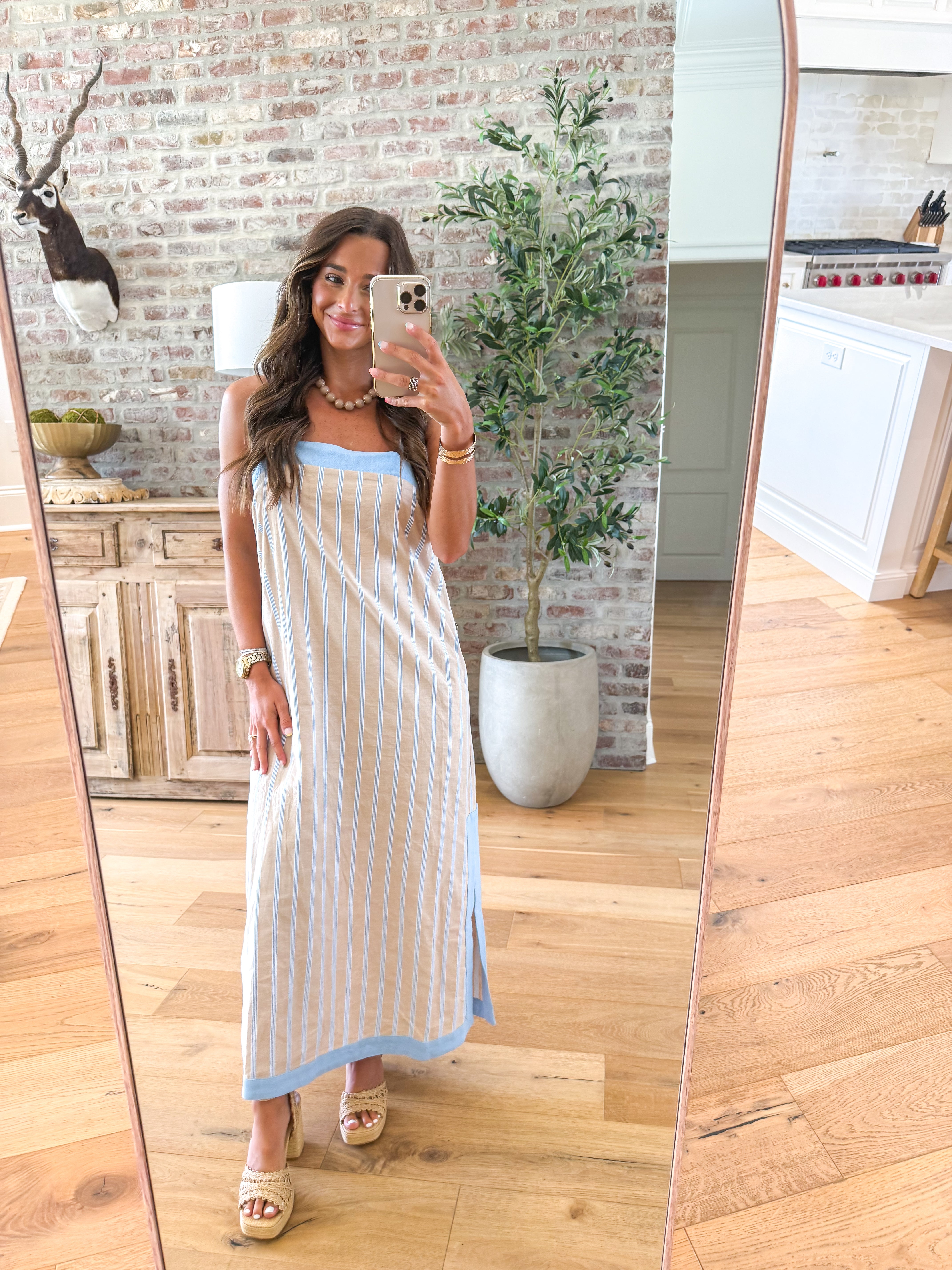 Coastal Breeze Striped Midi Dress