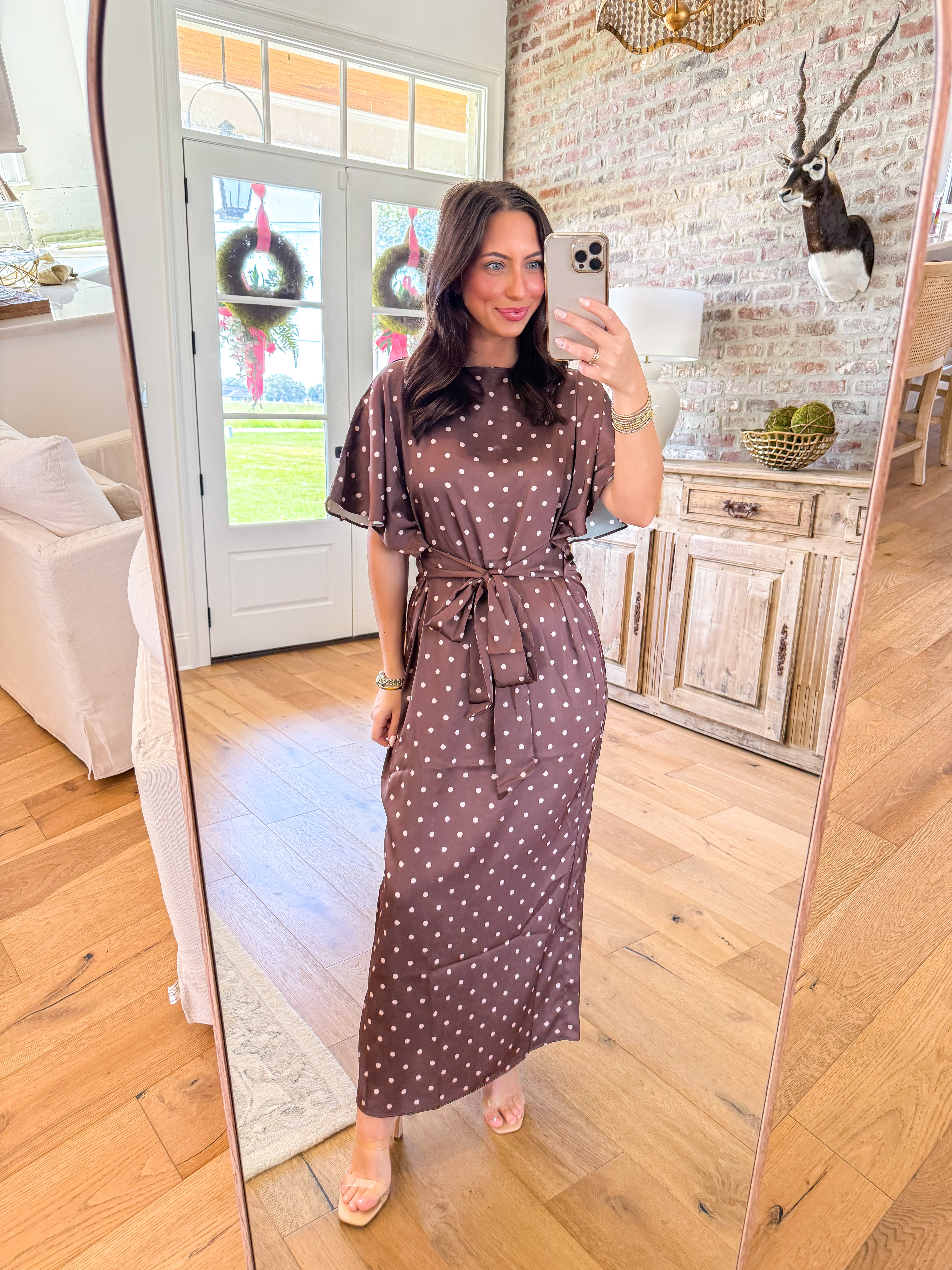 Chocolate Kisses Polka Dot Midi Dress