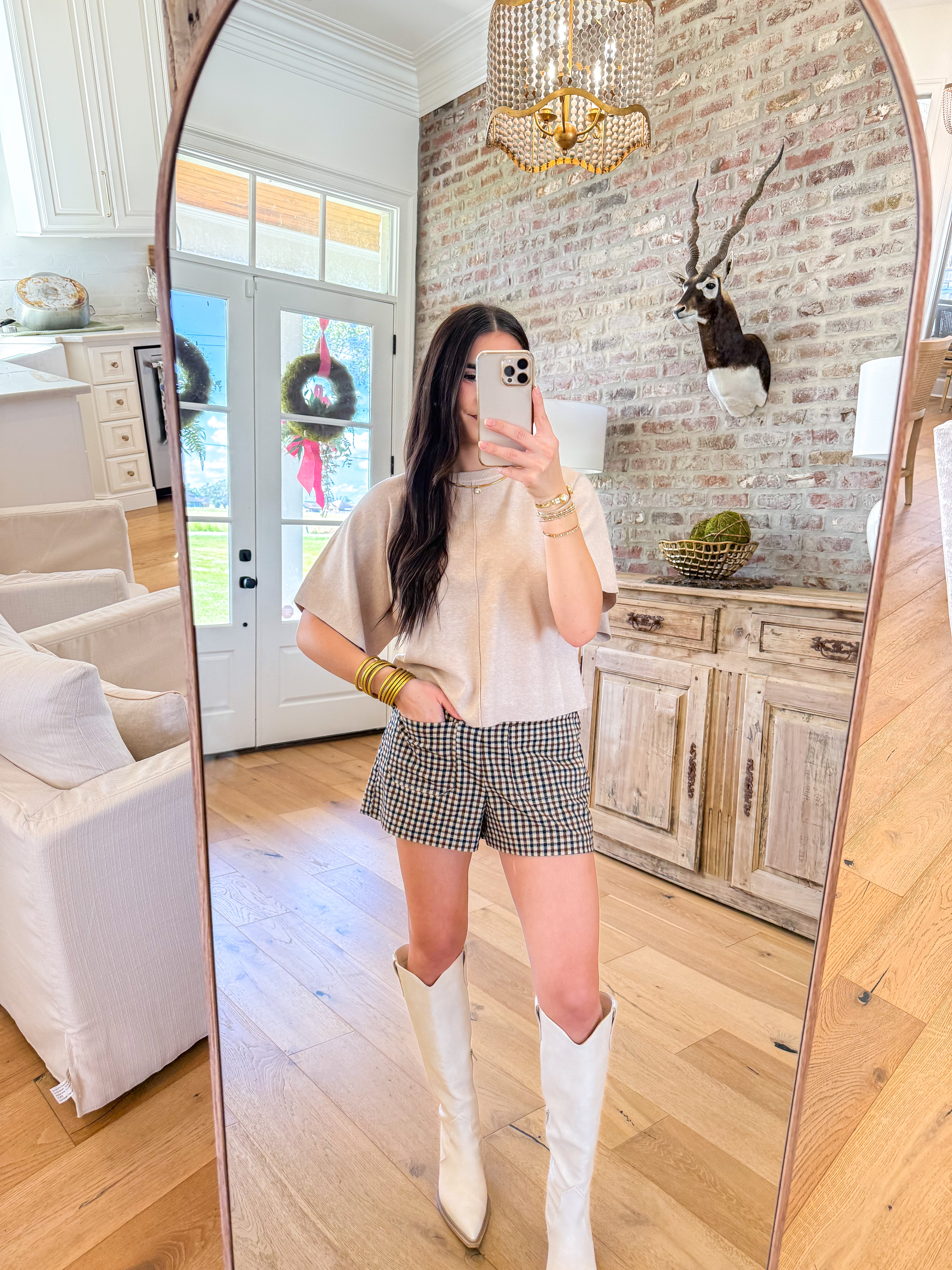 Oatmeal Beige Boxy Knit Top