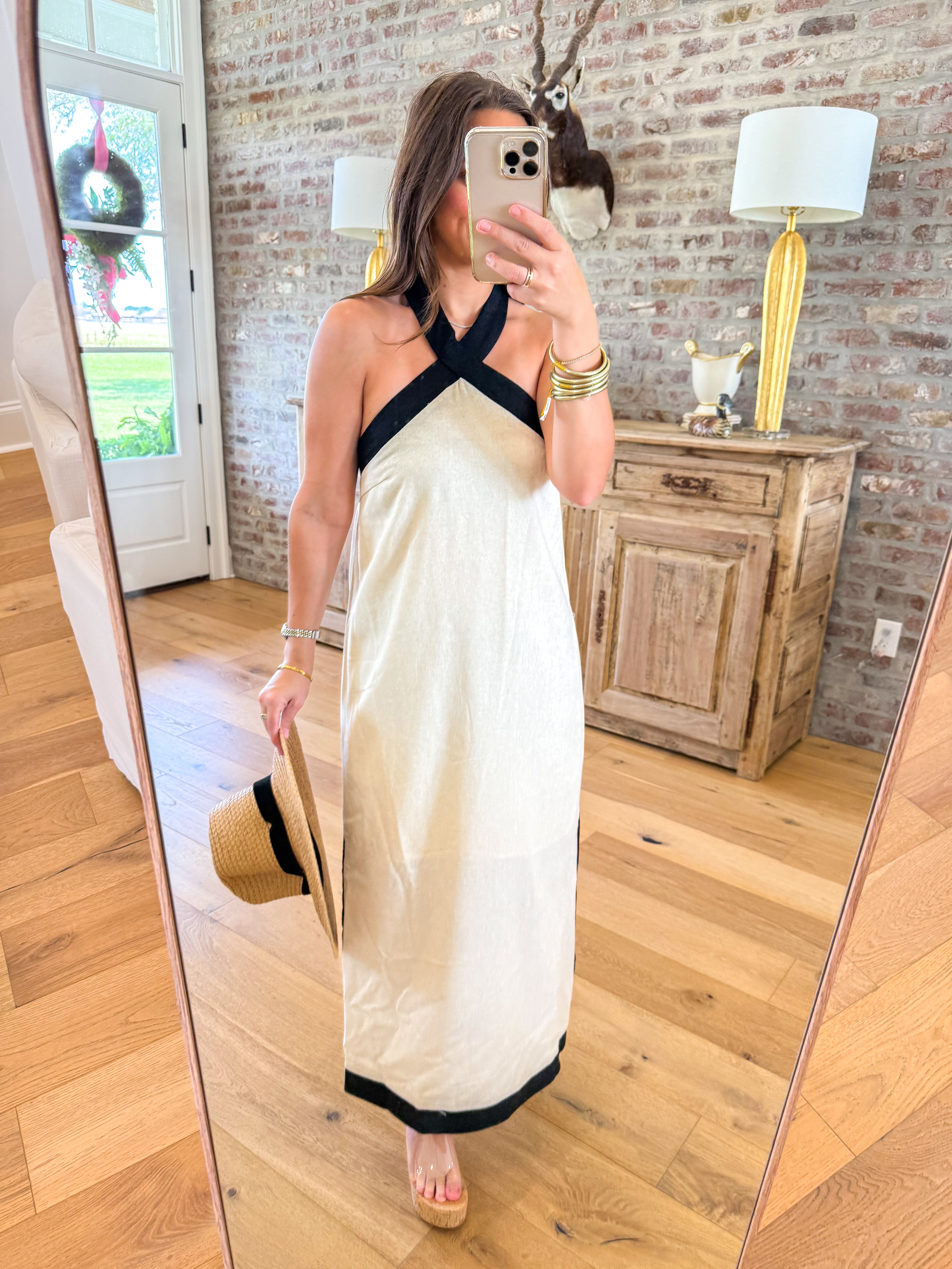 Sunshine & Shadow Halter Midi Taupe