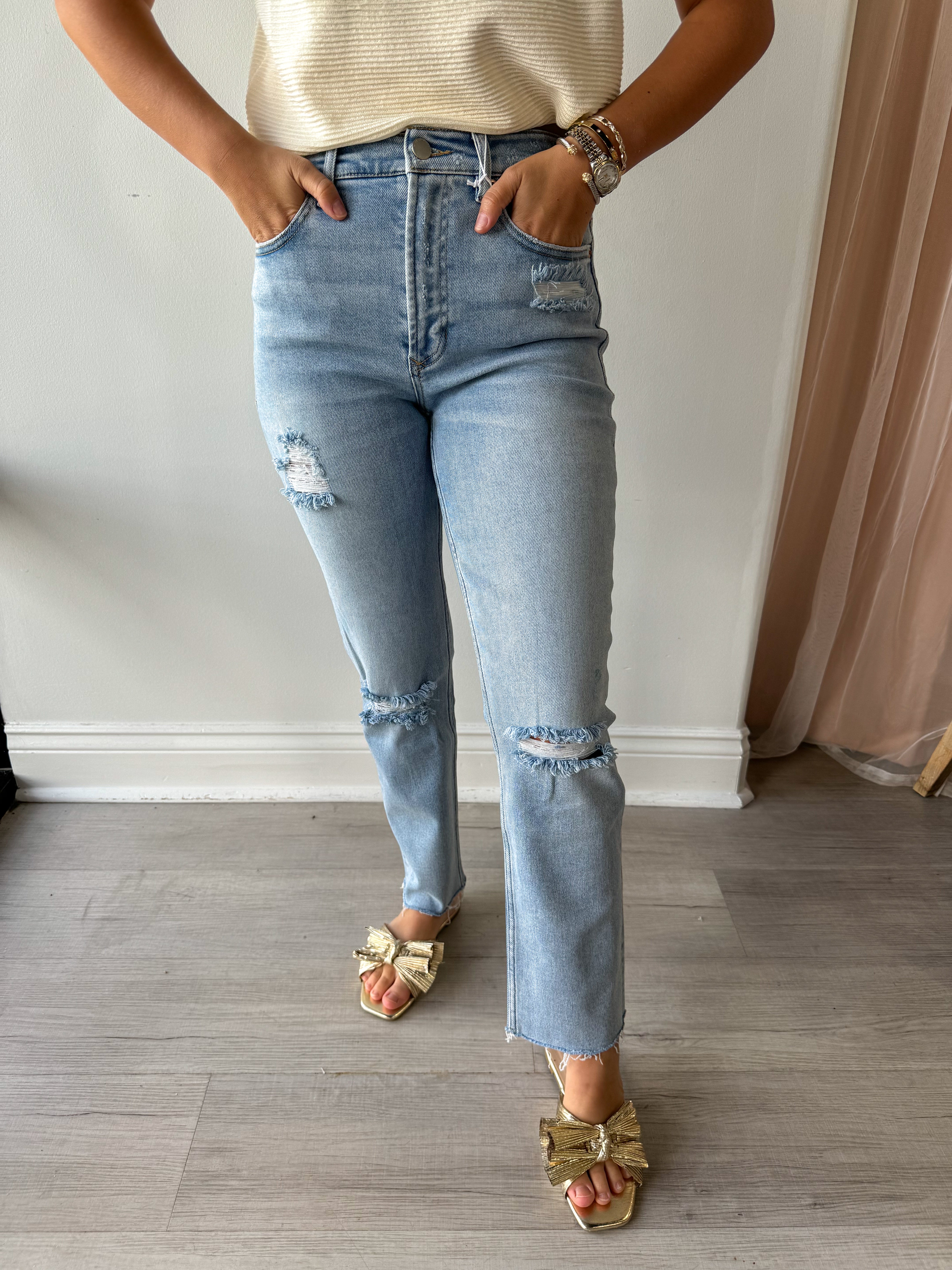 Jodi Super HR Cropped Straight Jeans Audrey