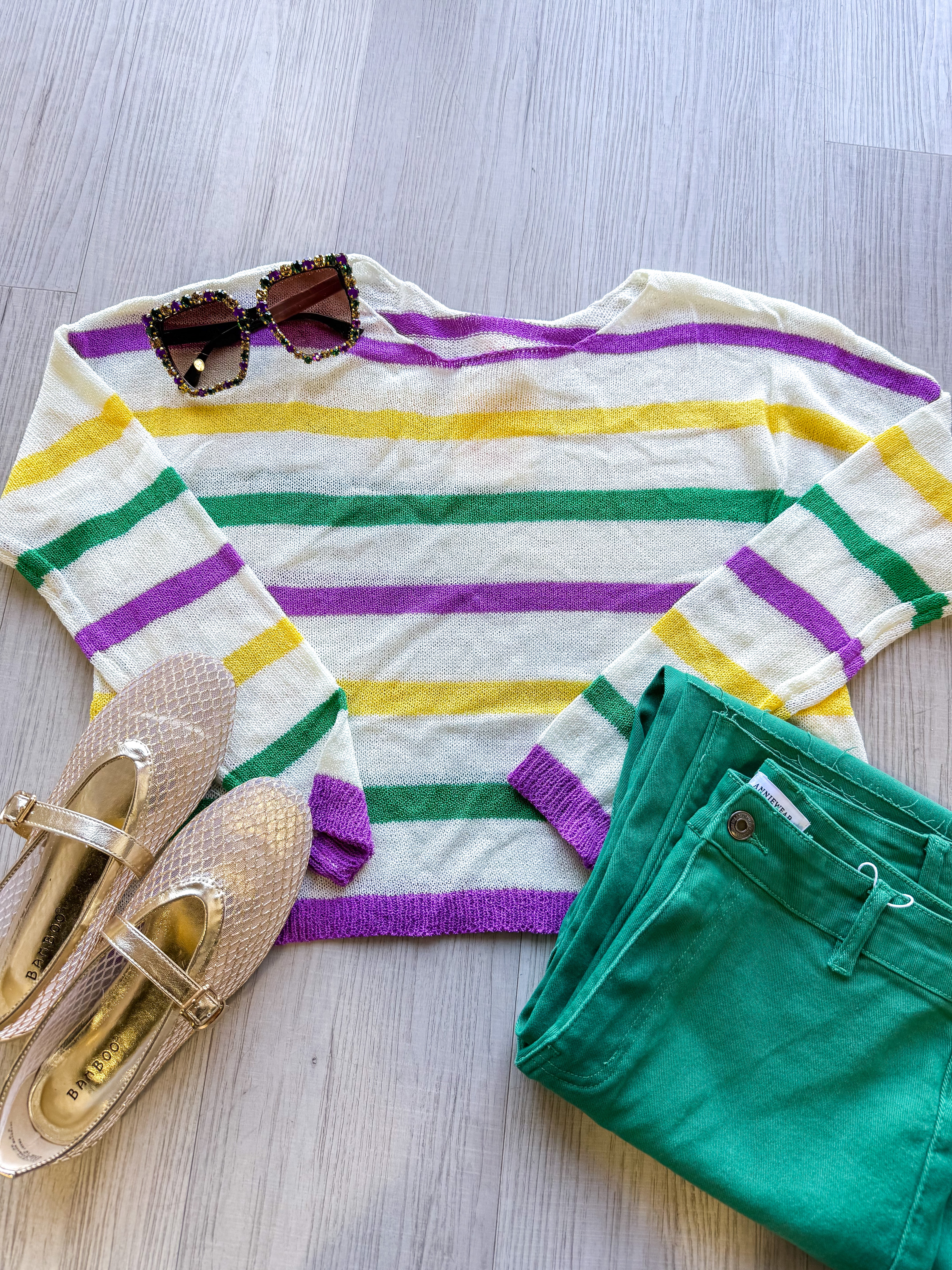Mardi Gras Mesh Striped Cardigan