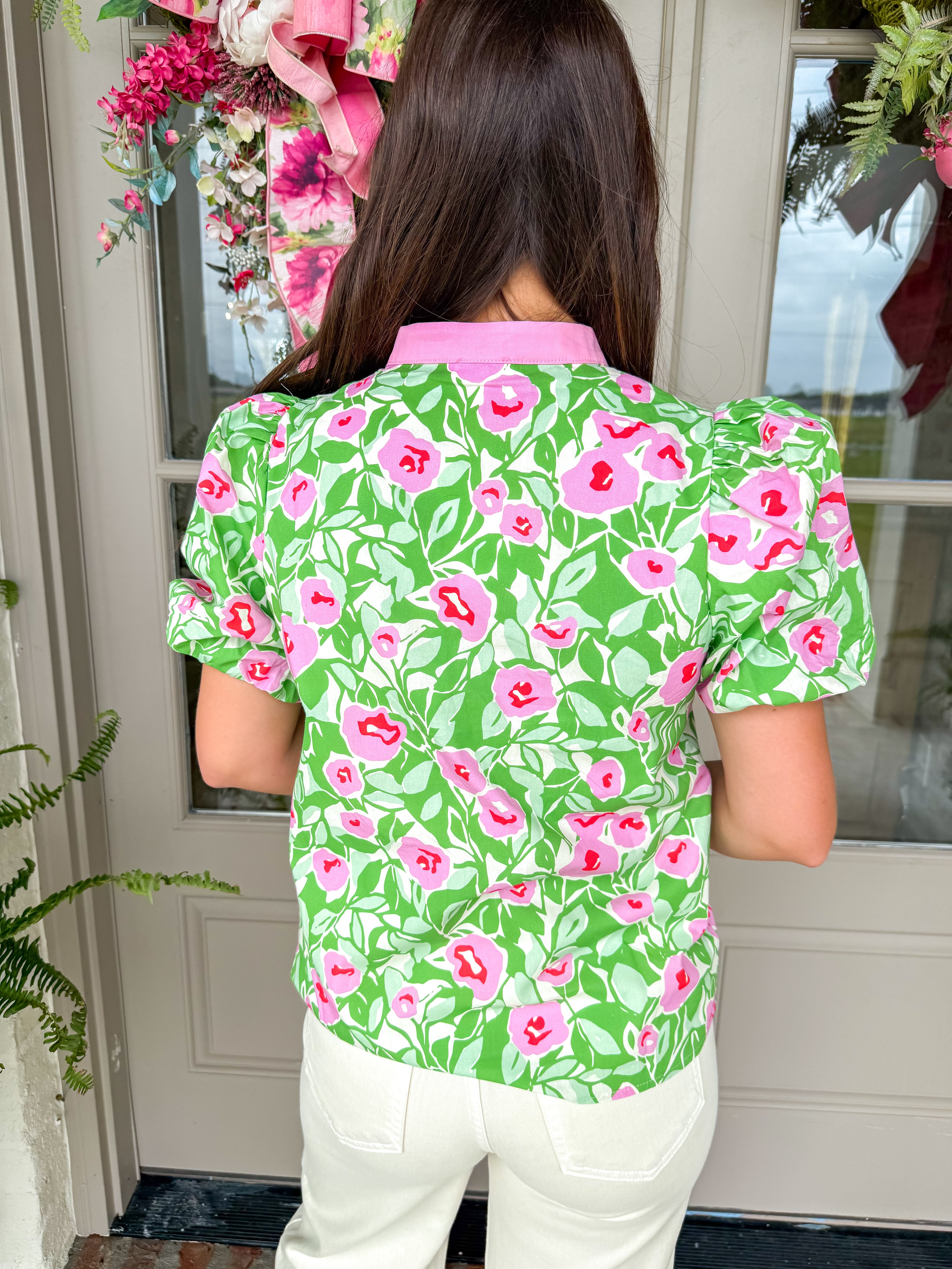 Meadow Springs Green Floral Top