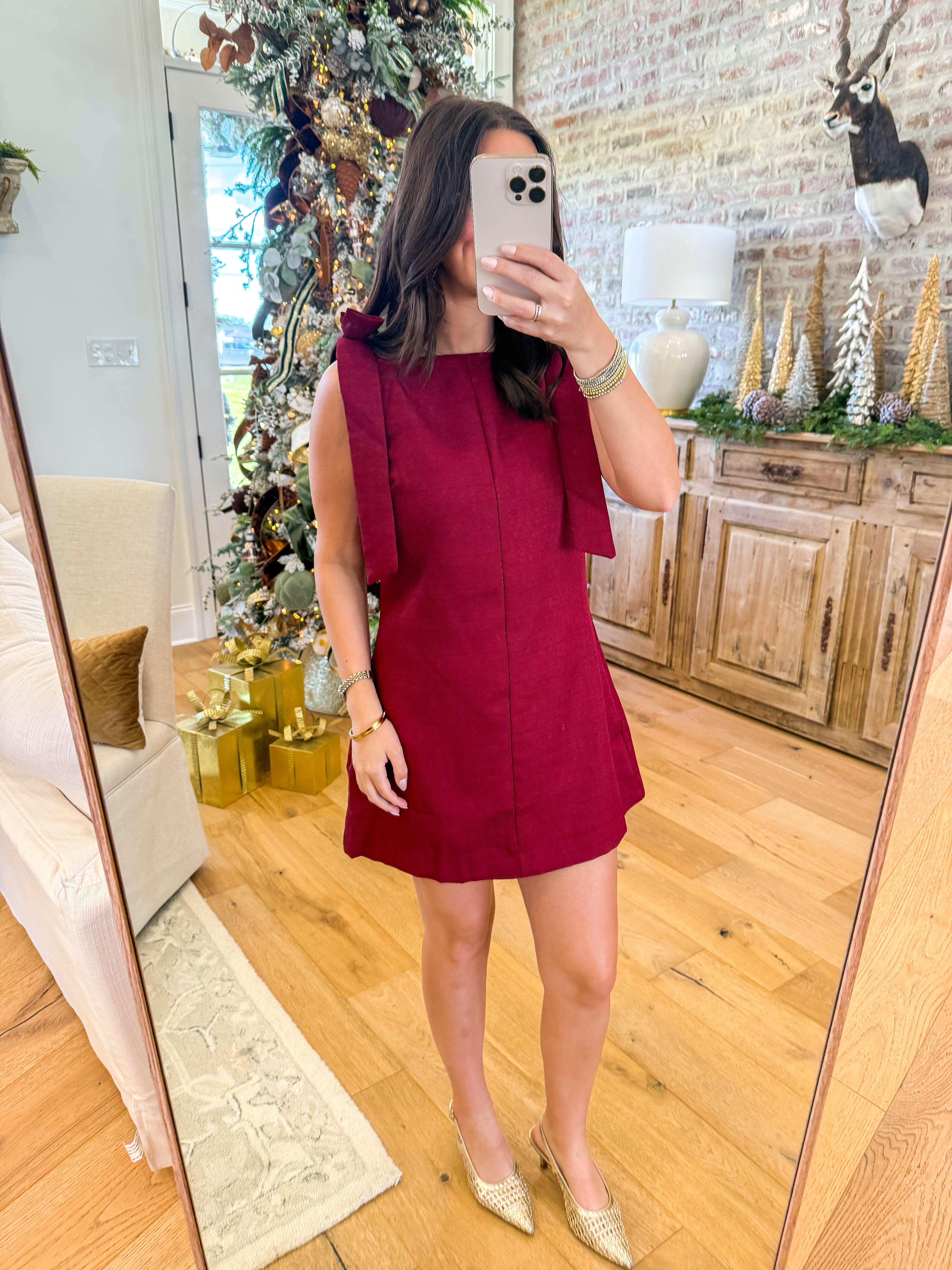 The Bow-Tied Mini Dress Burgundy