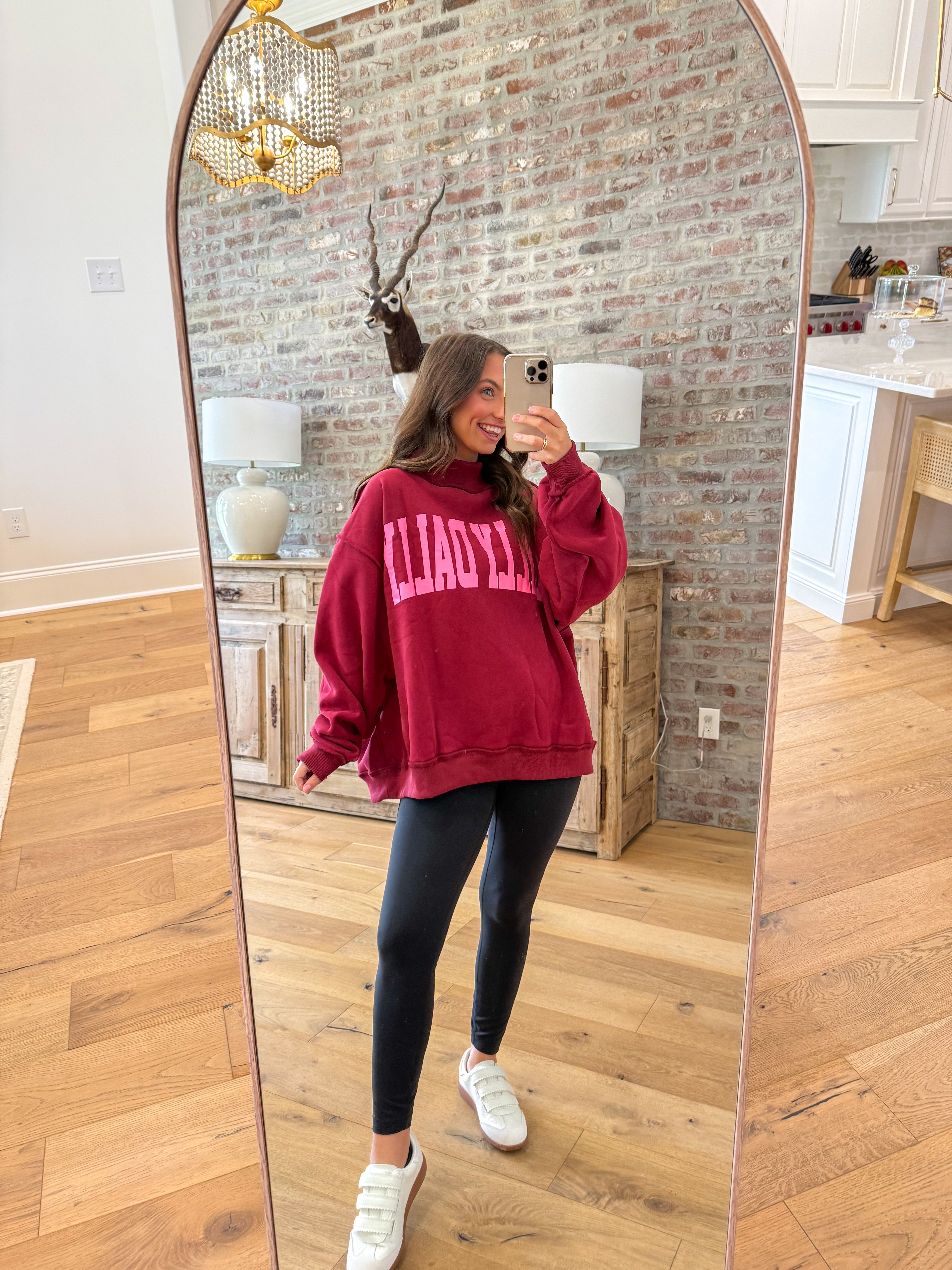 Dilly Dally Burgundy Reversible Mockneck Sweatshirt