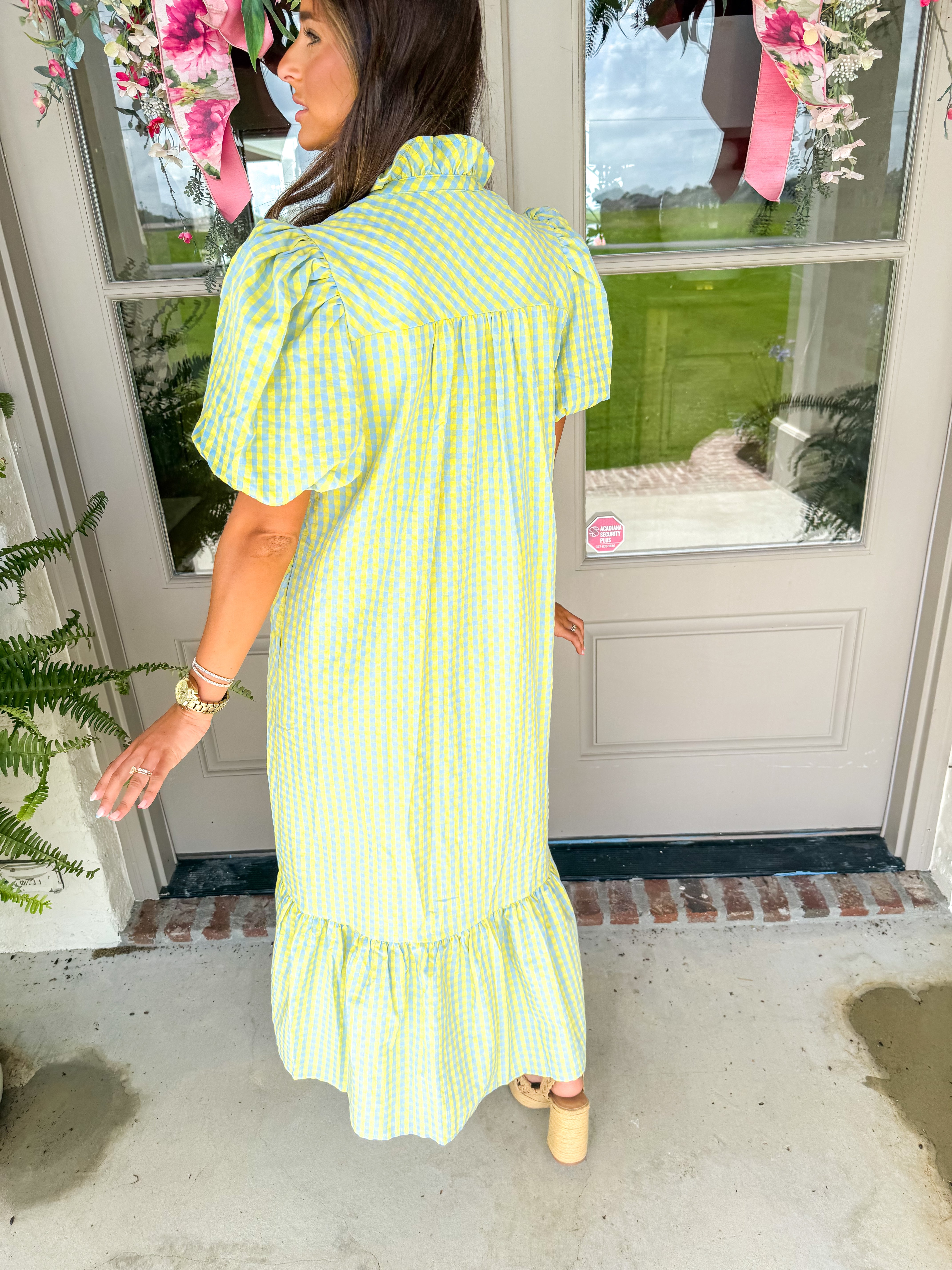 Picnic in the Park Blue Gingham Midi Dress