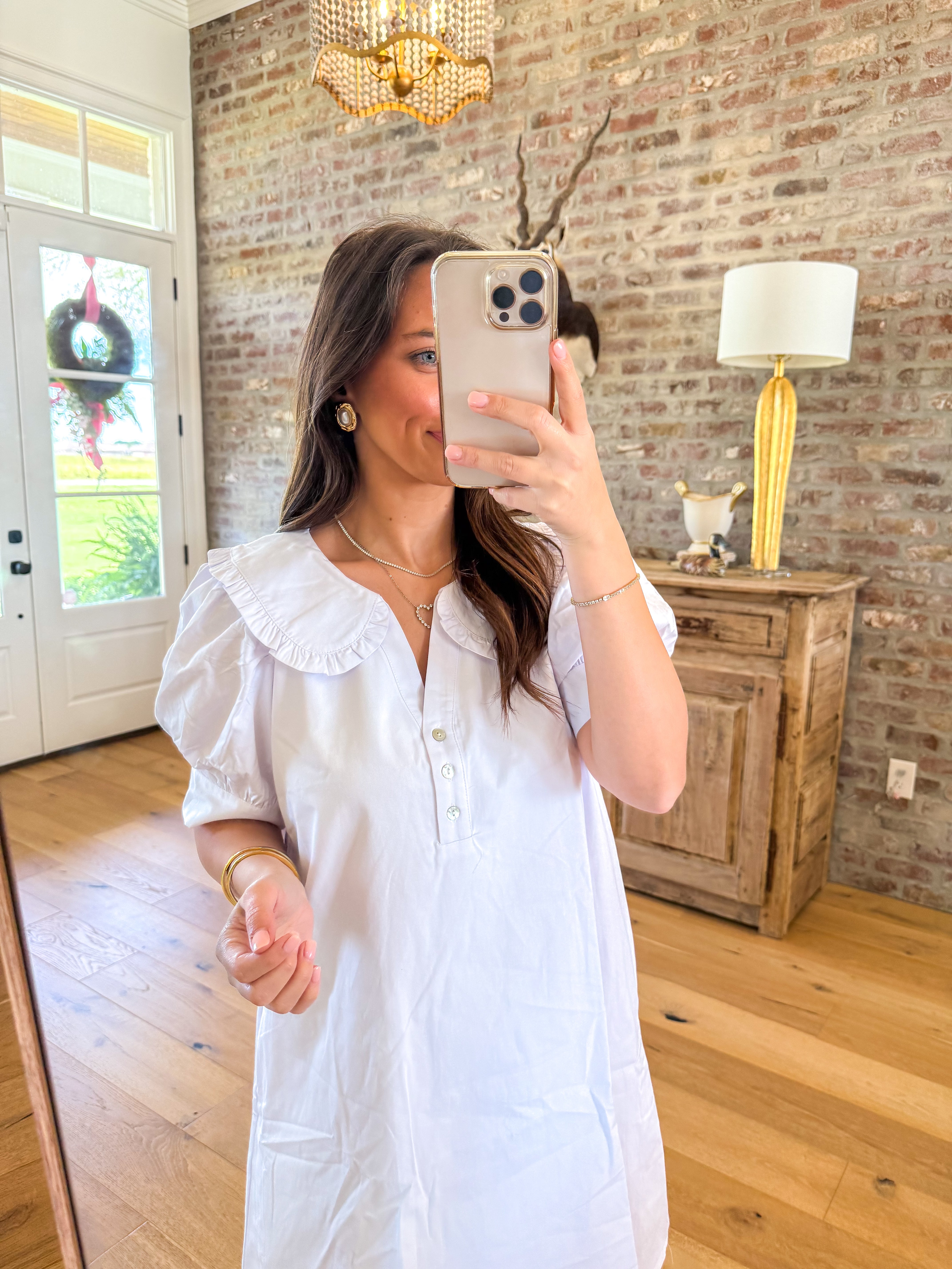 Hadley White Button-Front Mini