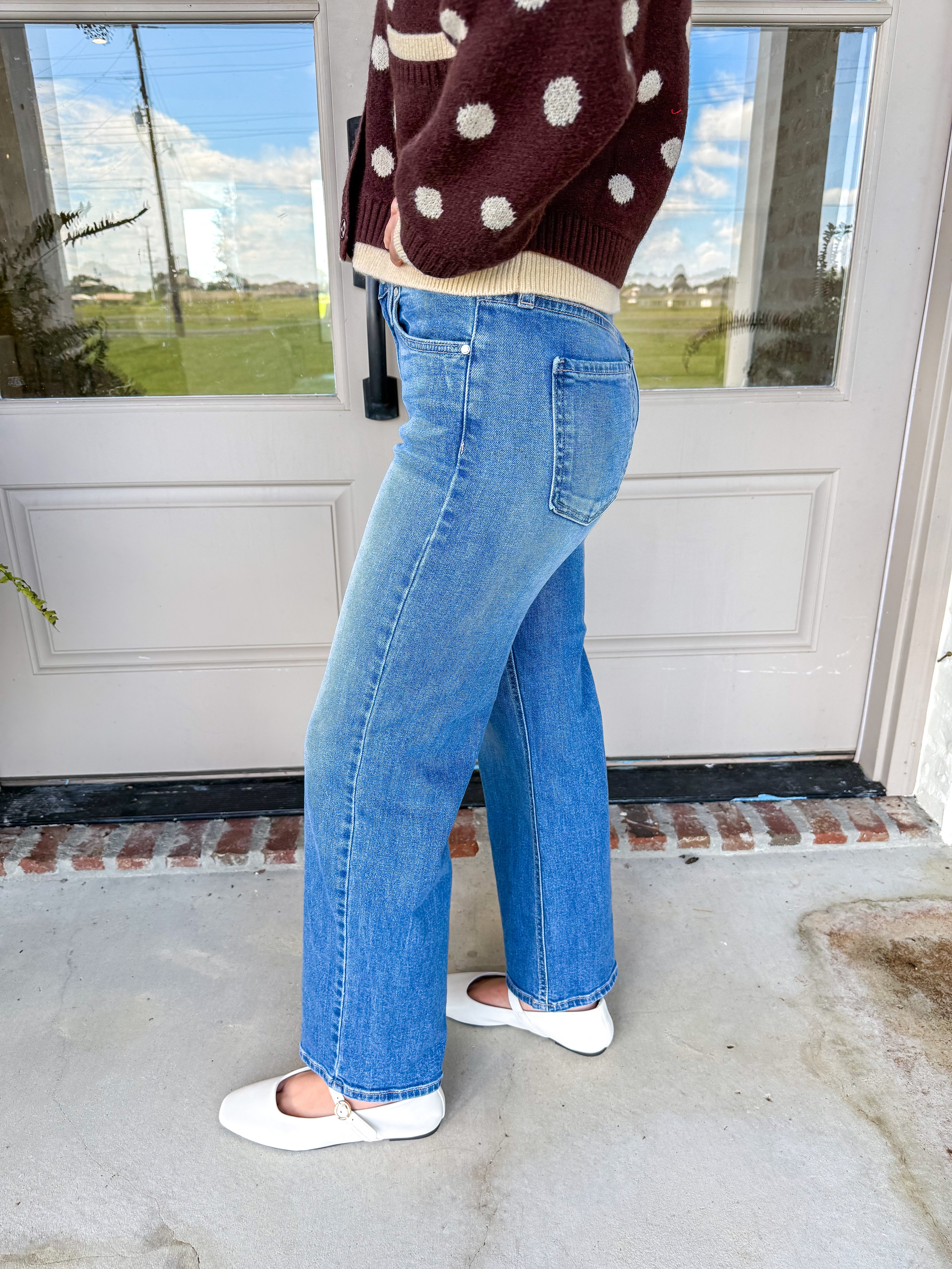 Medium Denim MR Slim Wide Leg