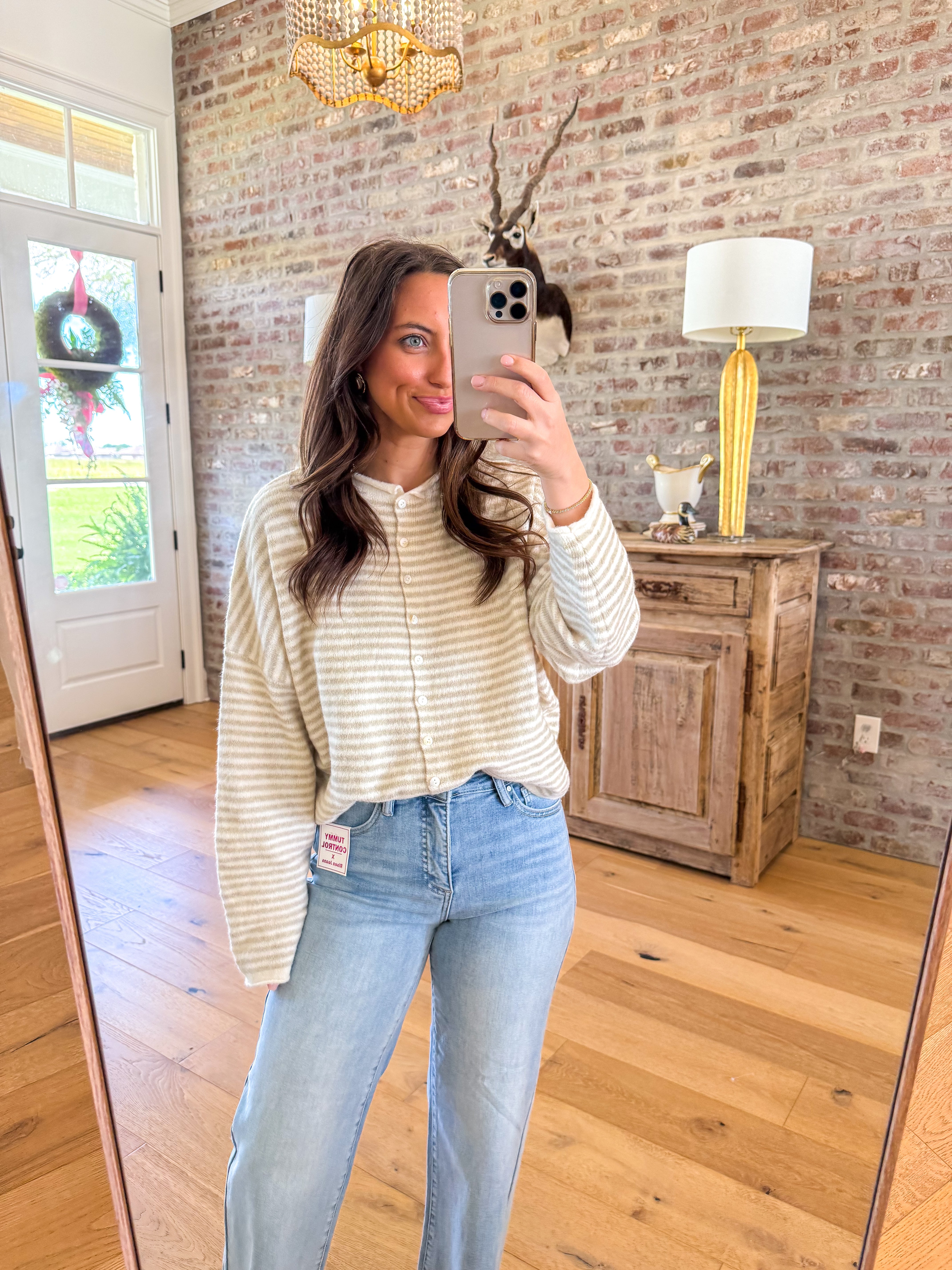 Piper Cardigan Striped Taupe