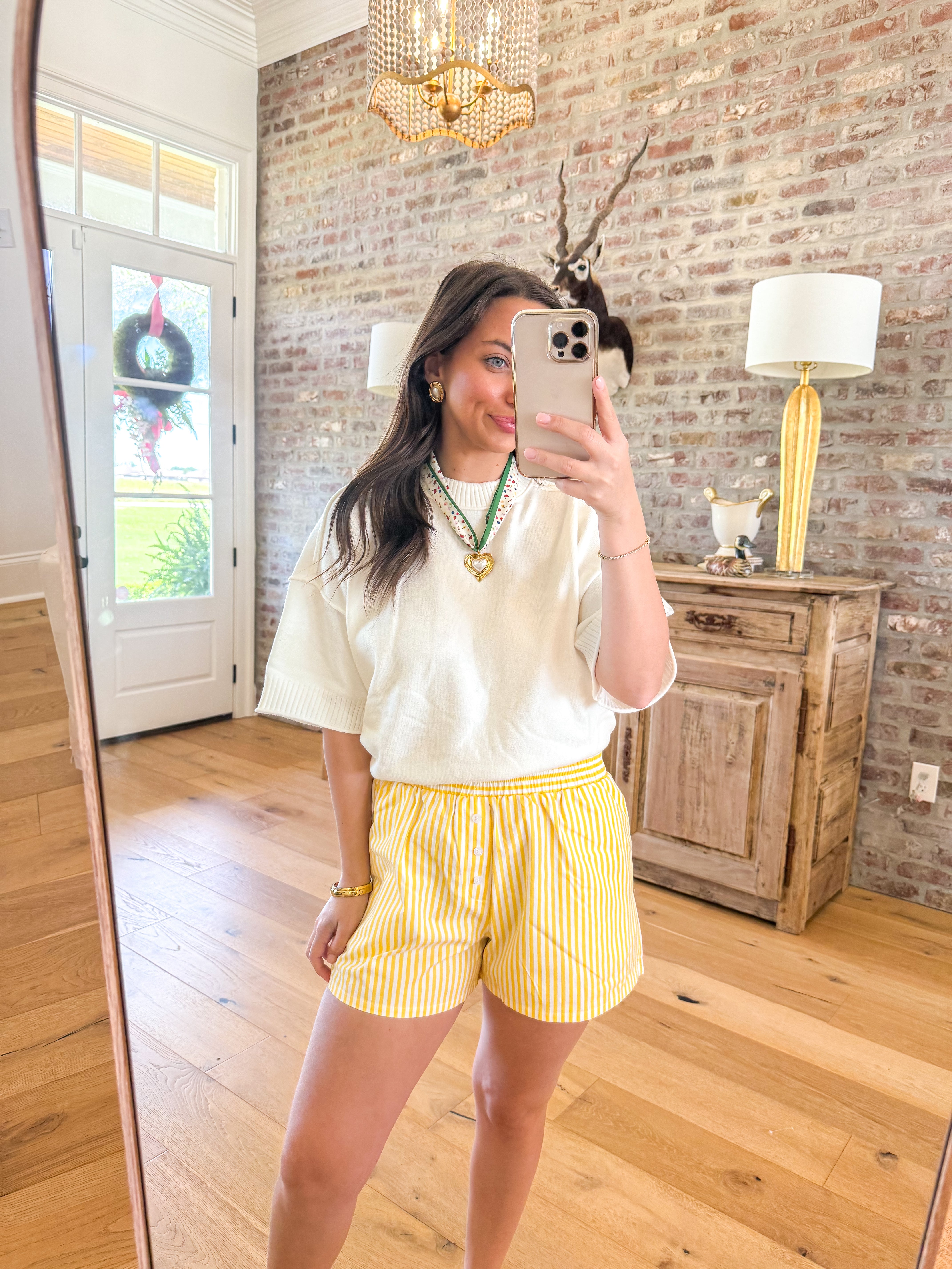 Candy Stripe Boxer Shorts Yellow