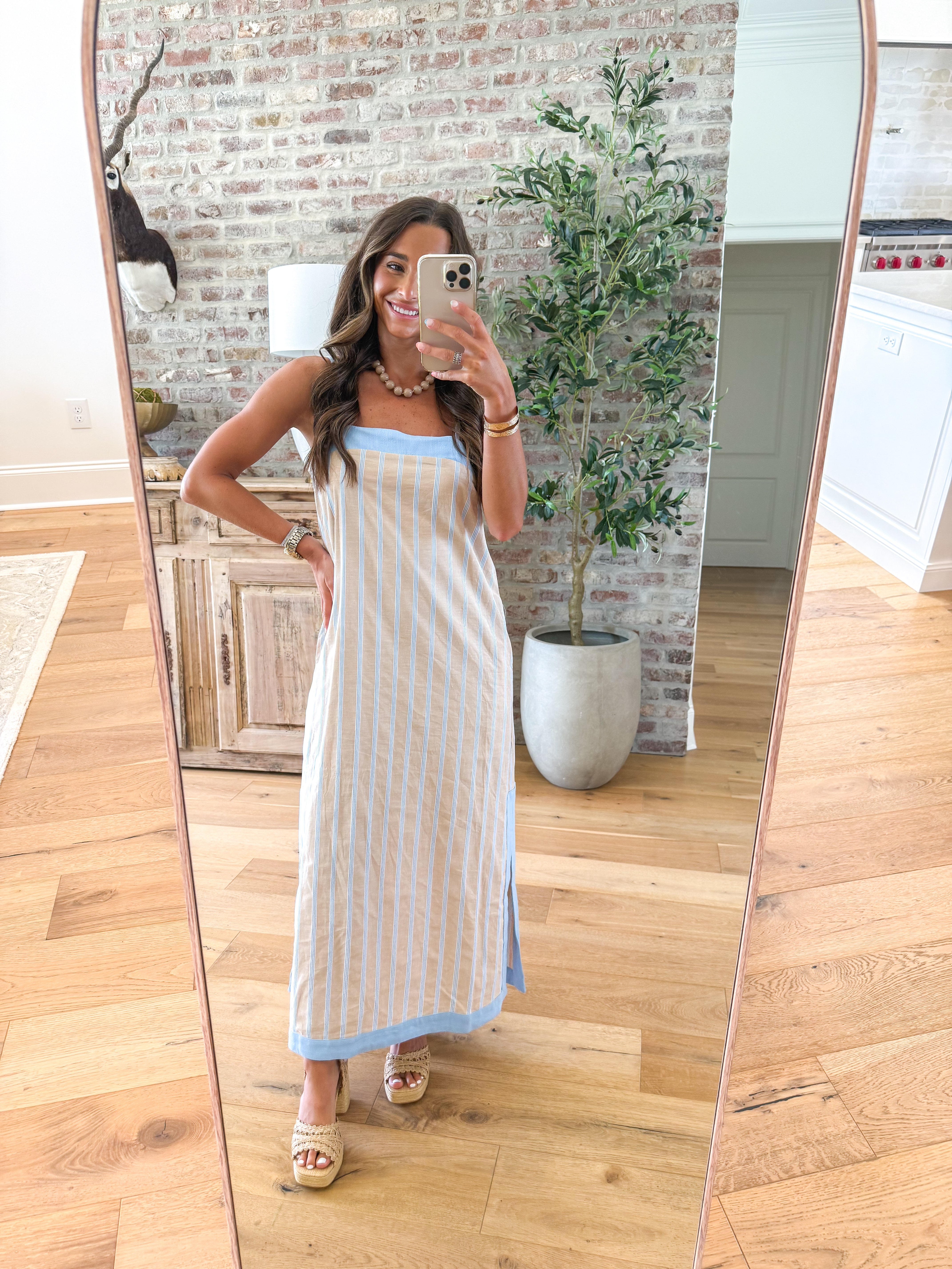 Coastal Breeze Striped Midi Dress