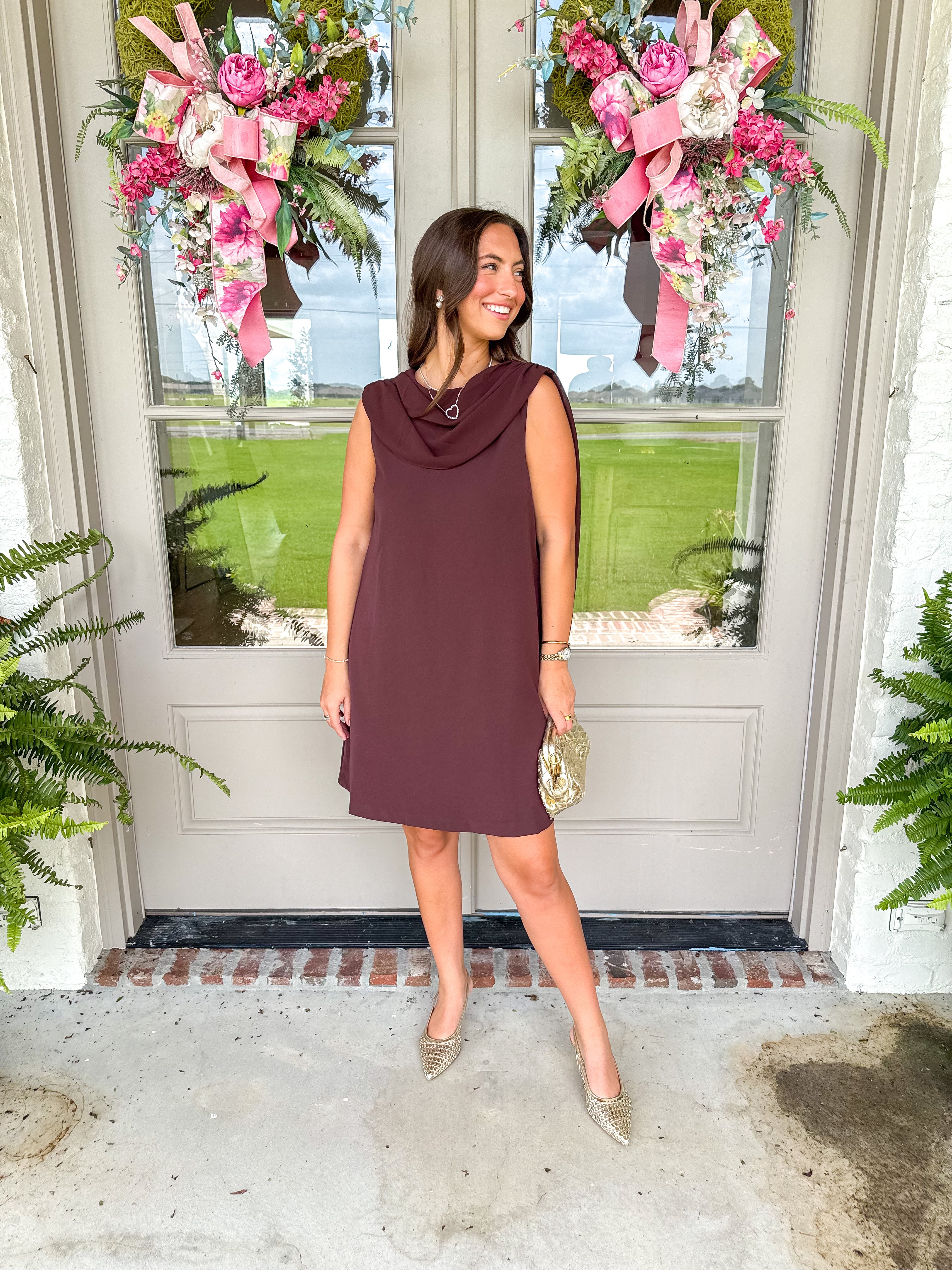 Cocoa Drape Mini Dress