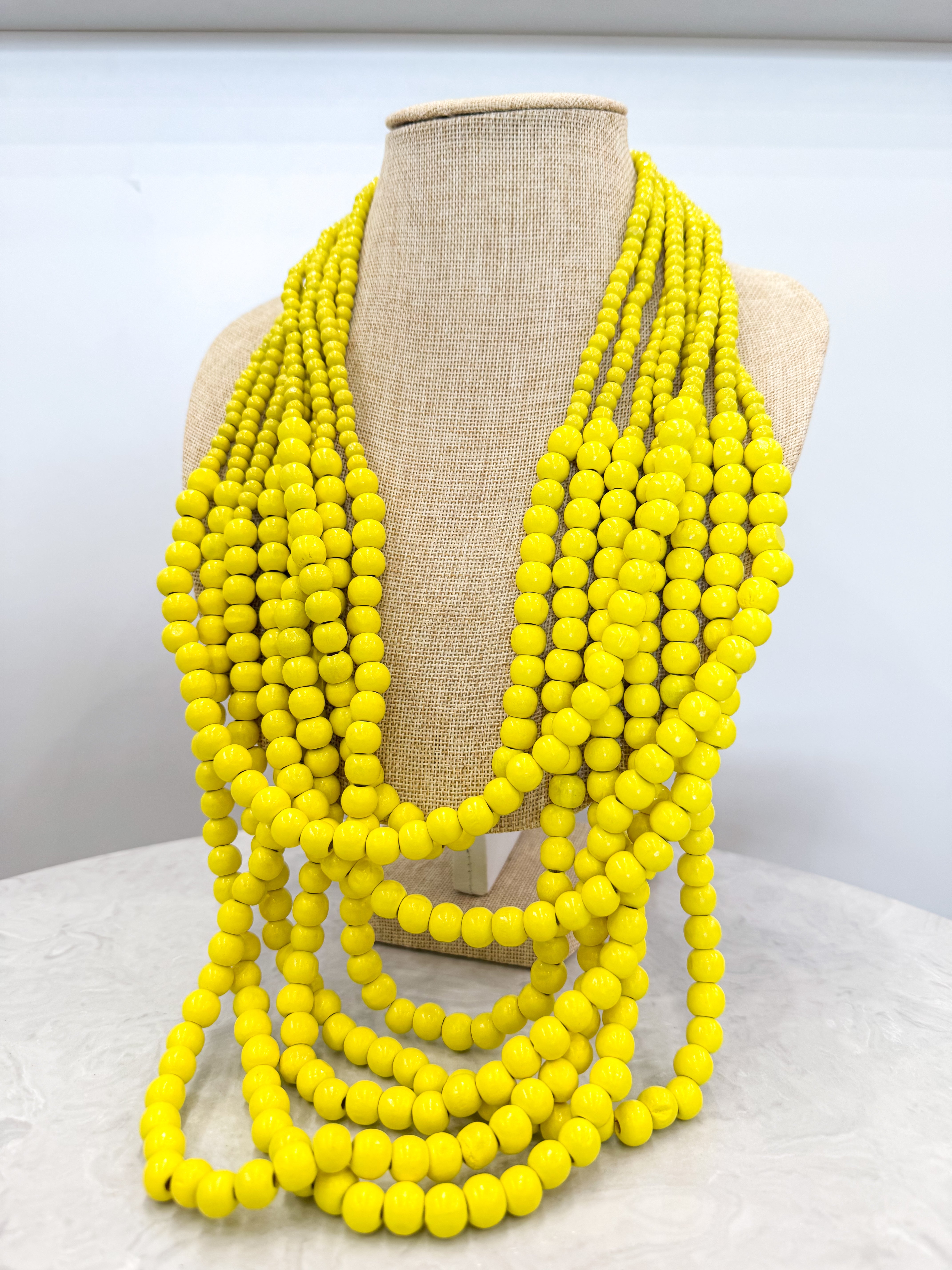 Yellow Layered Bead Necklace