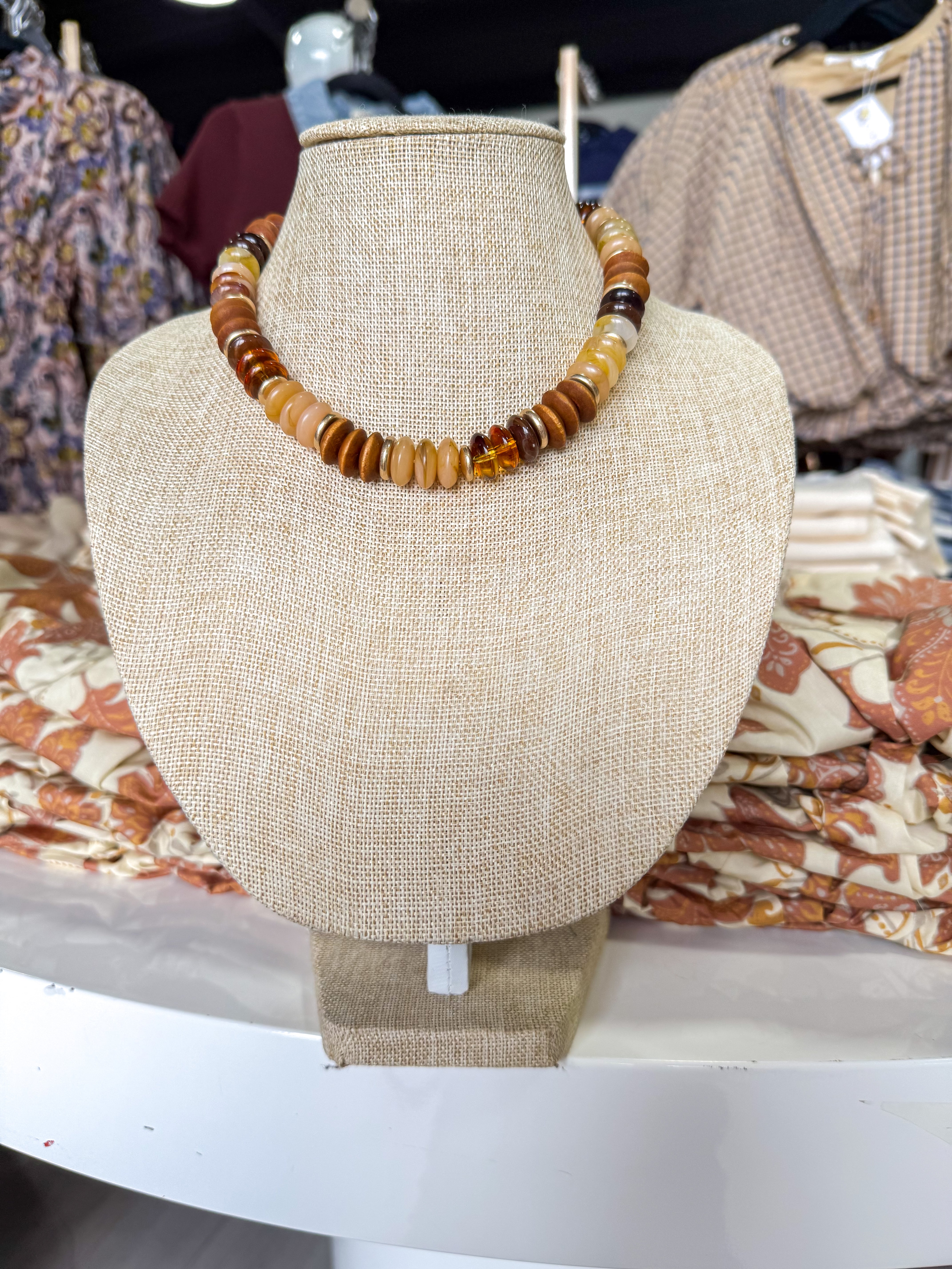 Multi Brown Beaded Necklace