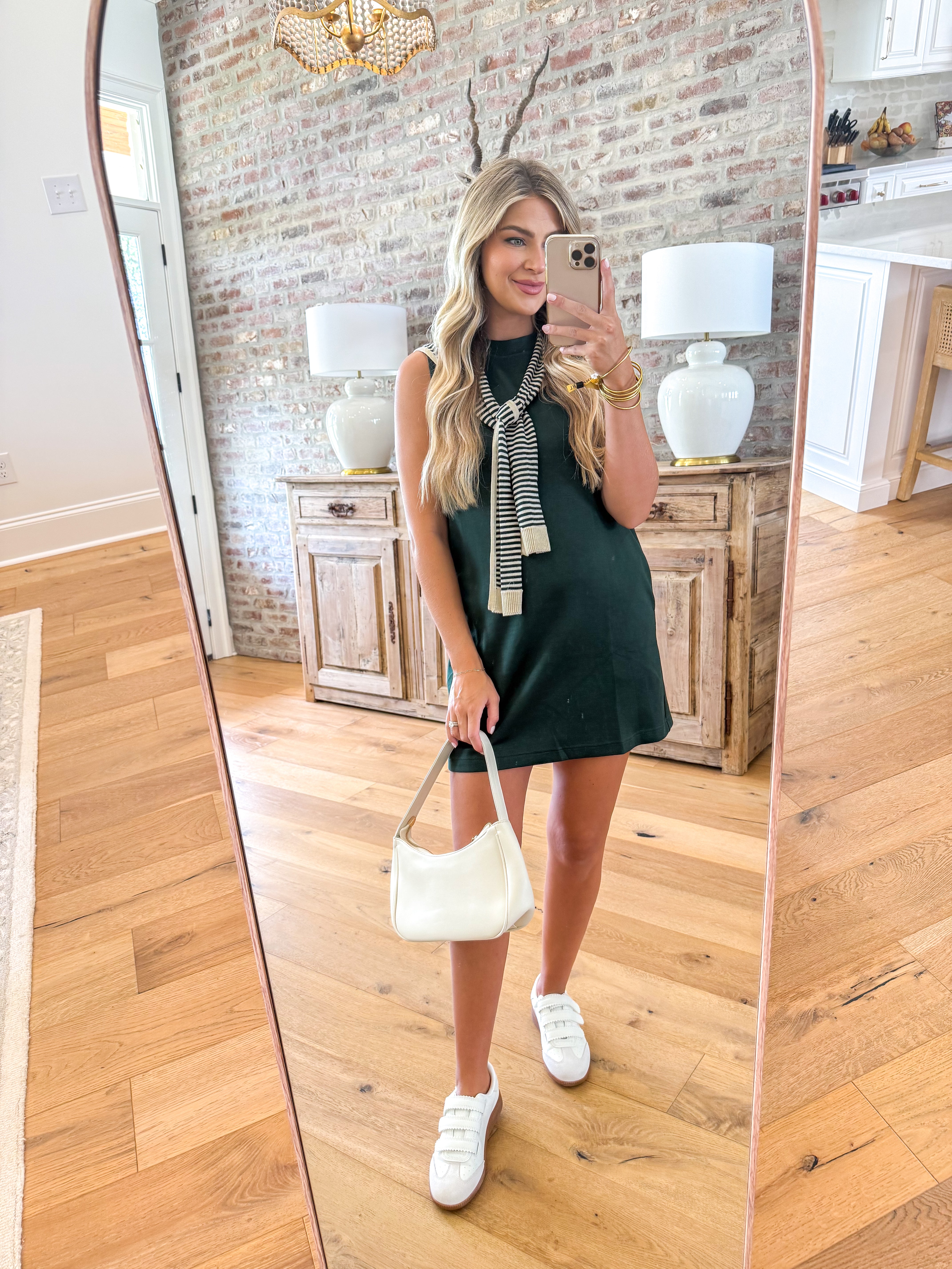 The Cozy-Up Scarf Swing Dress Hunter Green