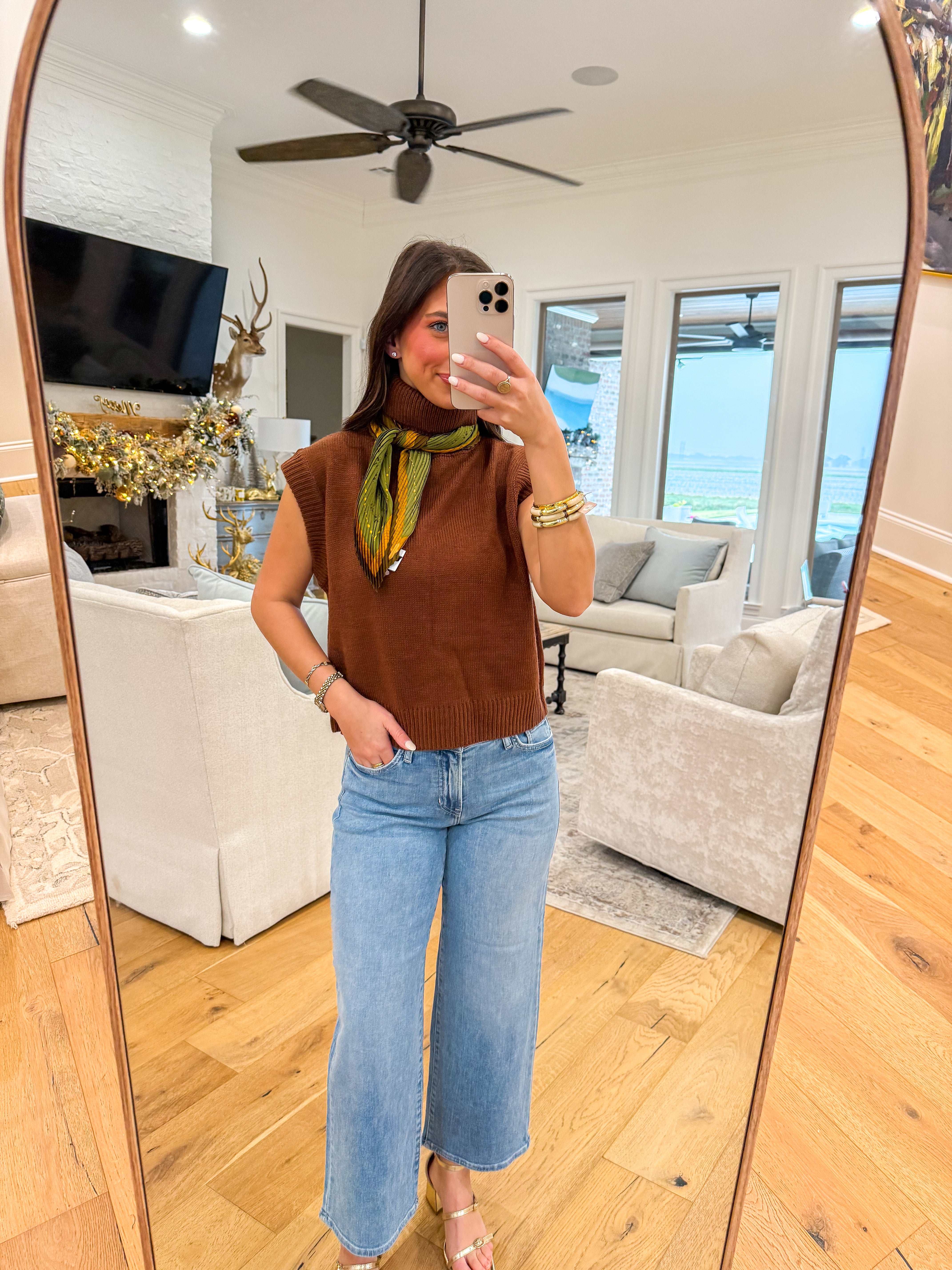 Camel Turtleneck Sweater Vest