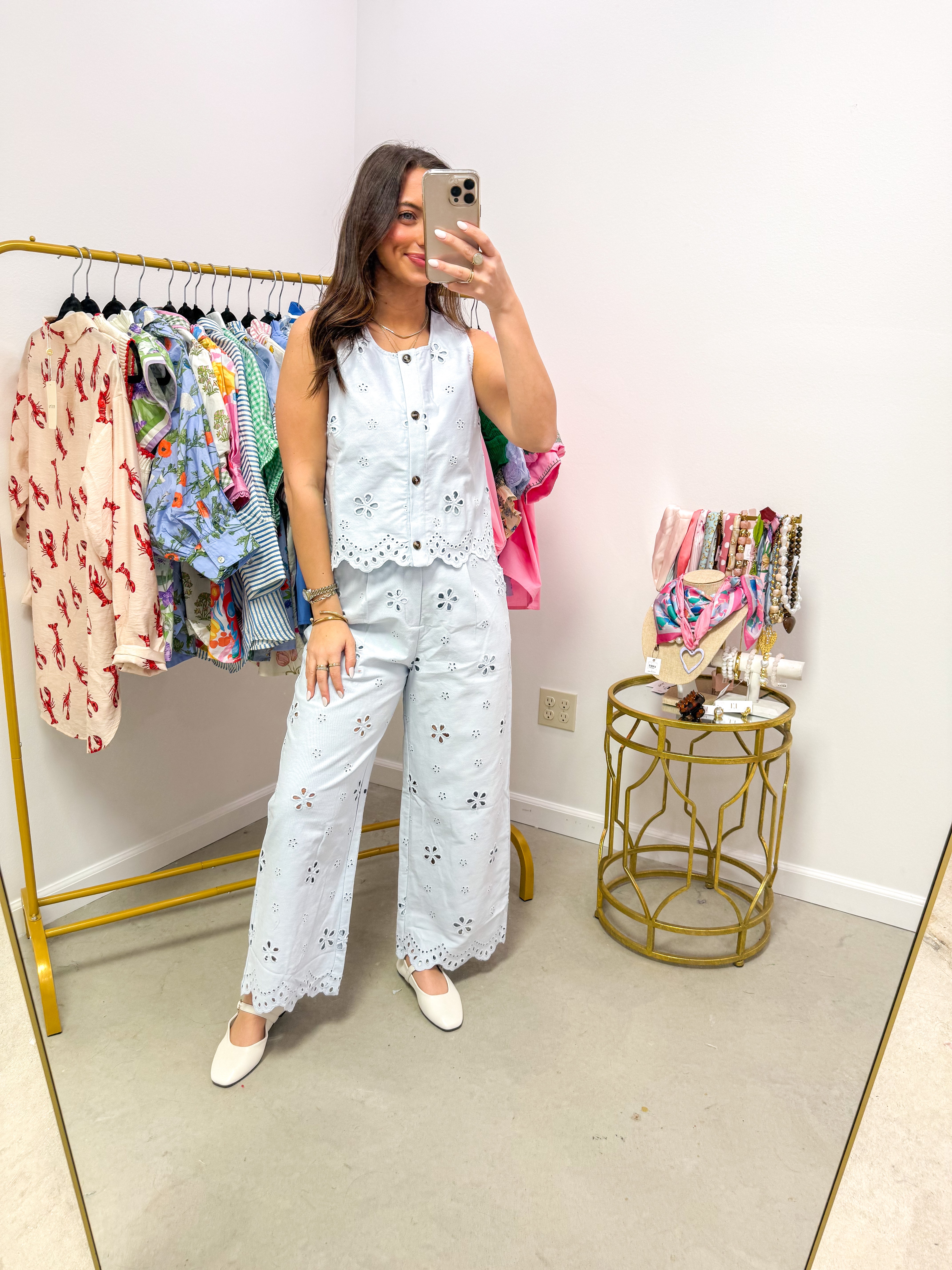Baby Blue Eyelet Tank