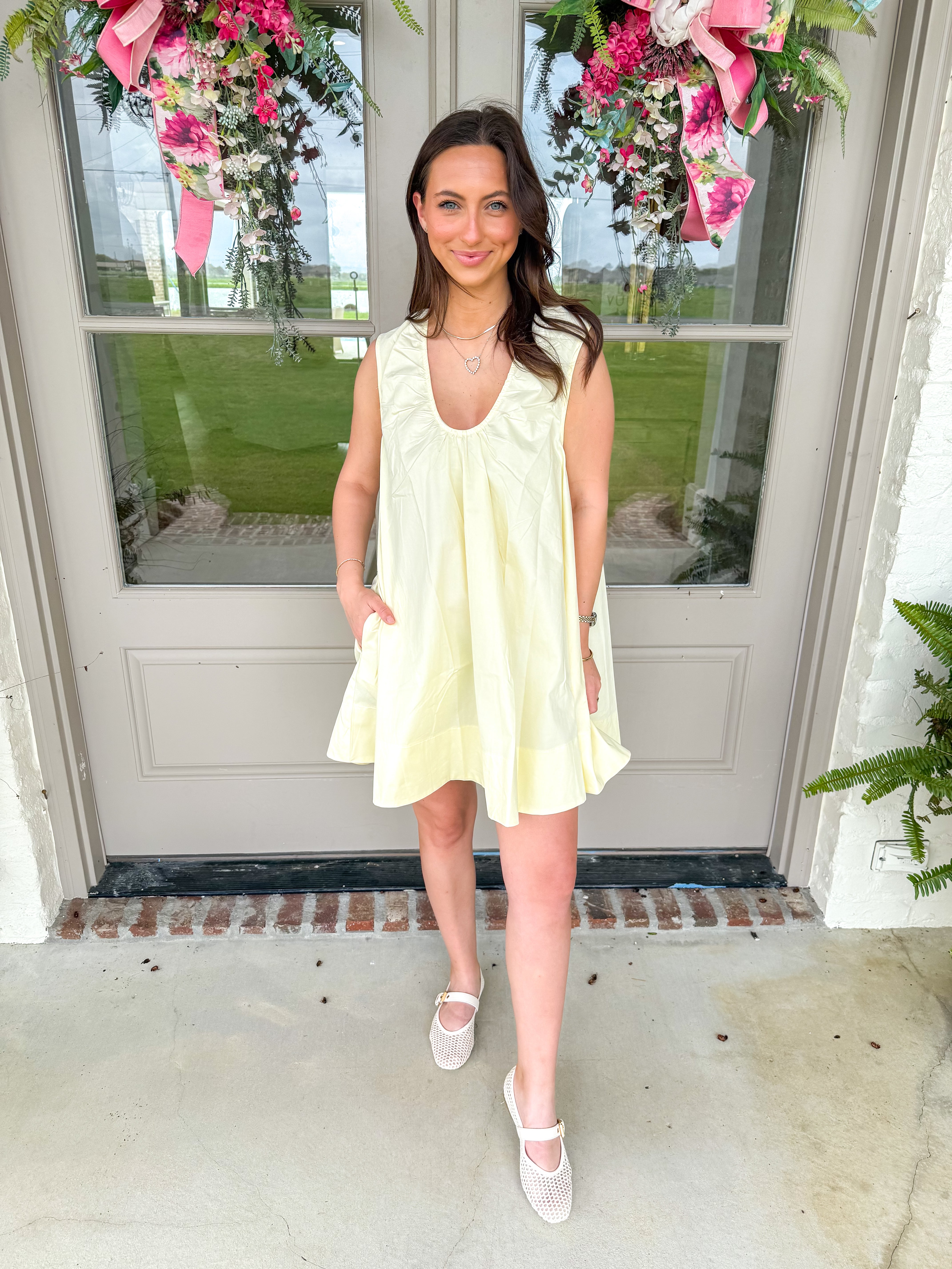 Kasey Yellow Sleeveless Swing Mini