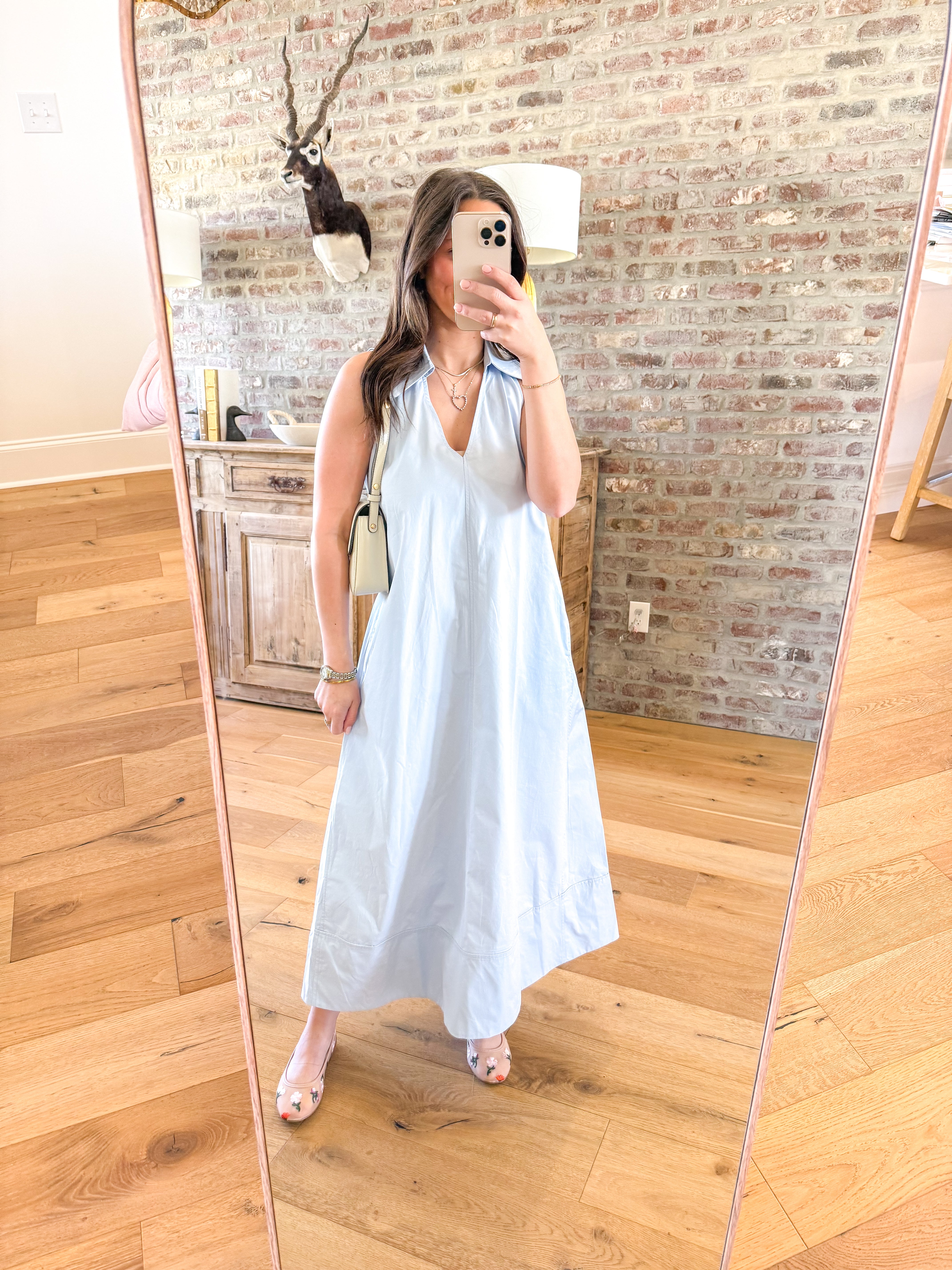 Clara Collared A-line Maxi Dress Light Blue