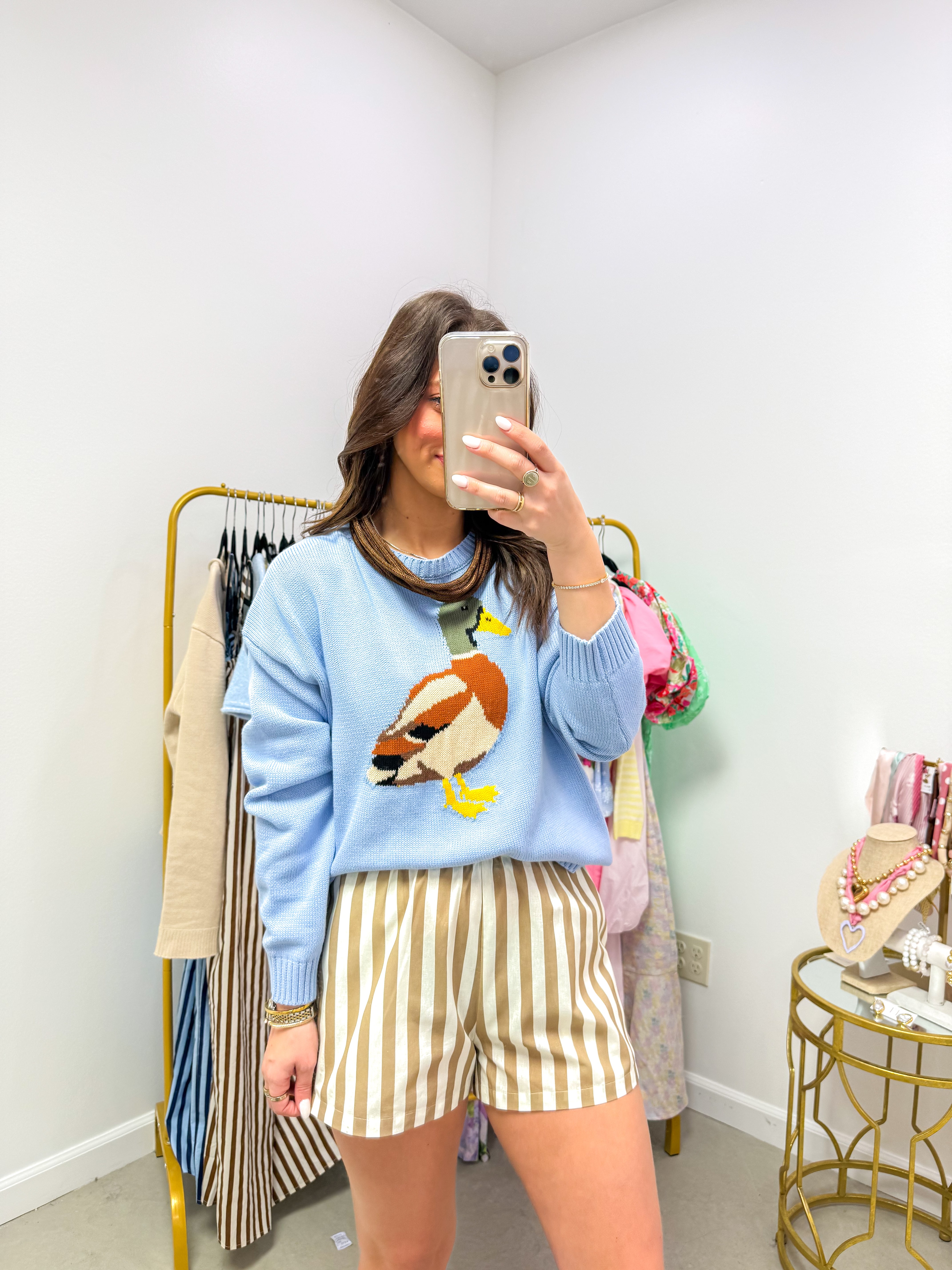 Mallard Duck Dusty Blue Sweater