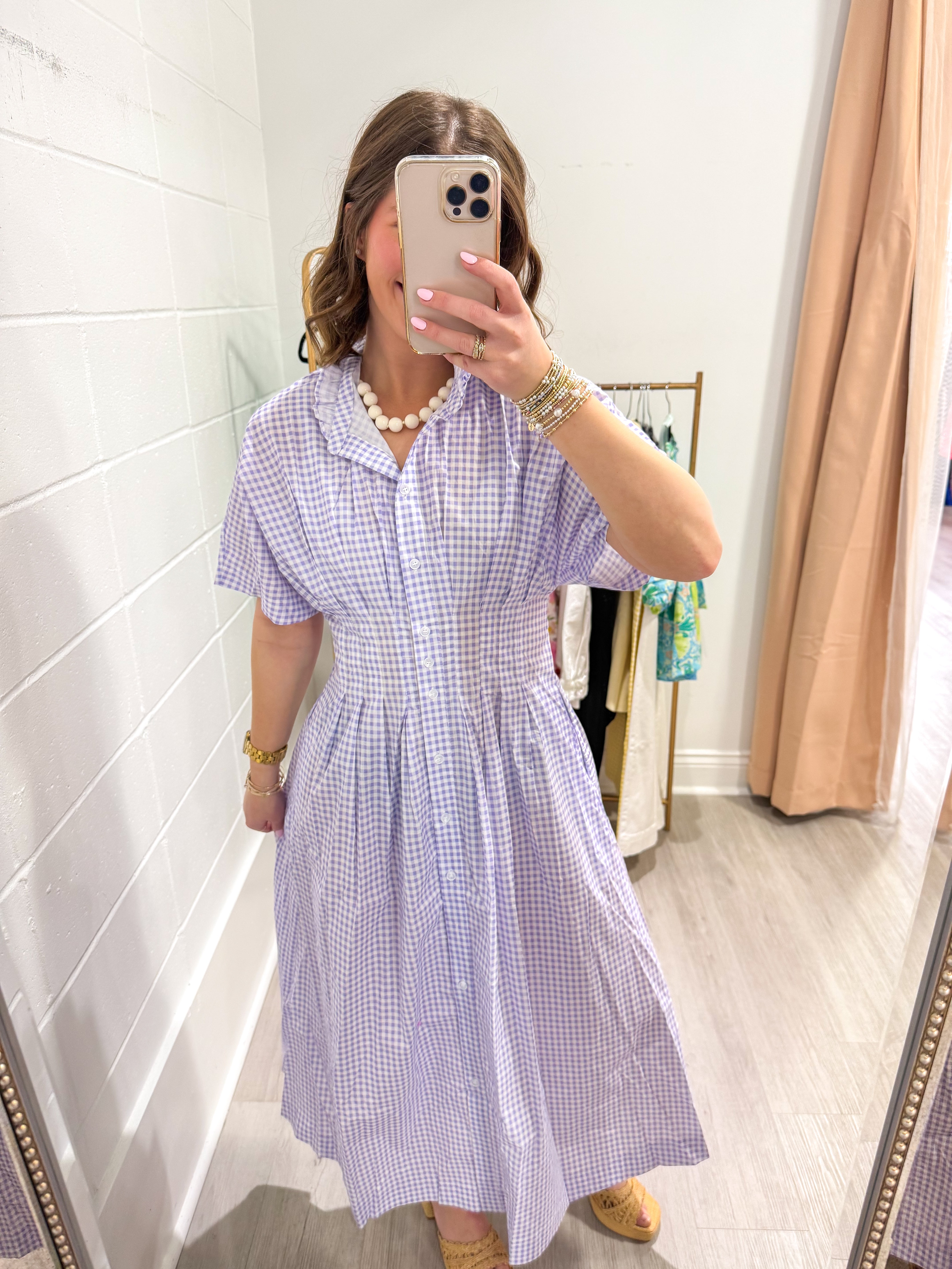 Sweet Grace Lavender Gingham Midi