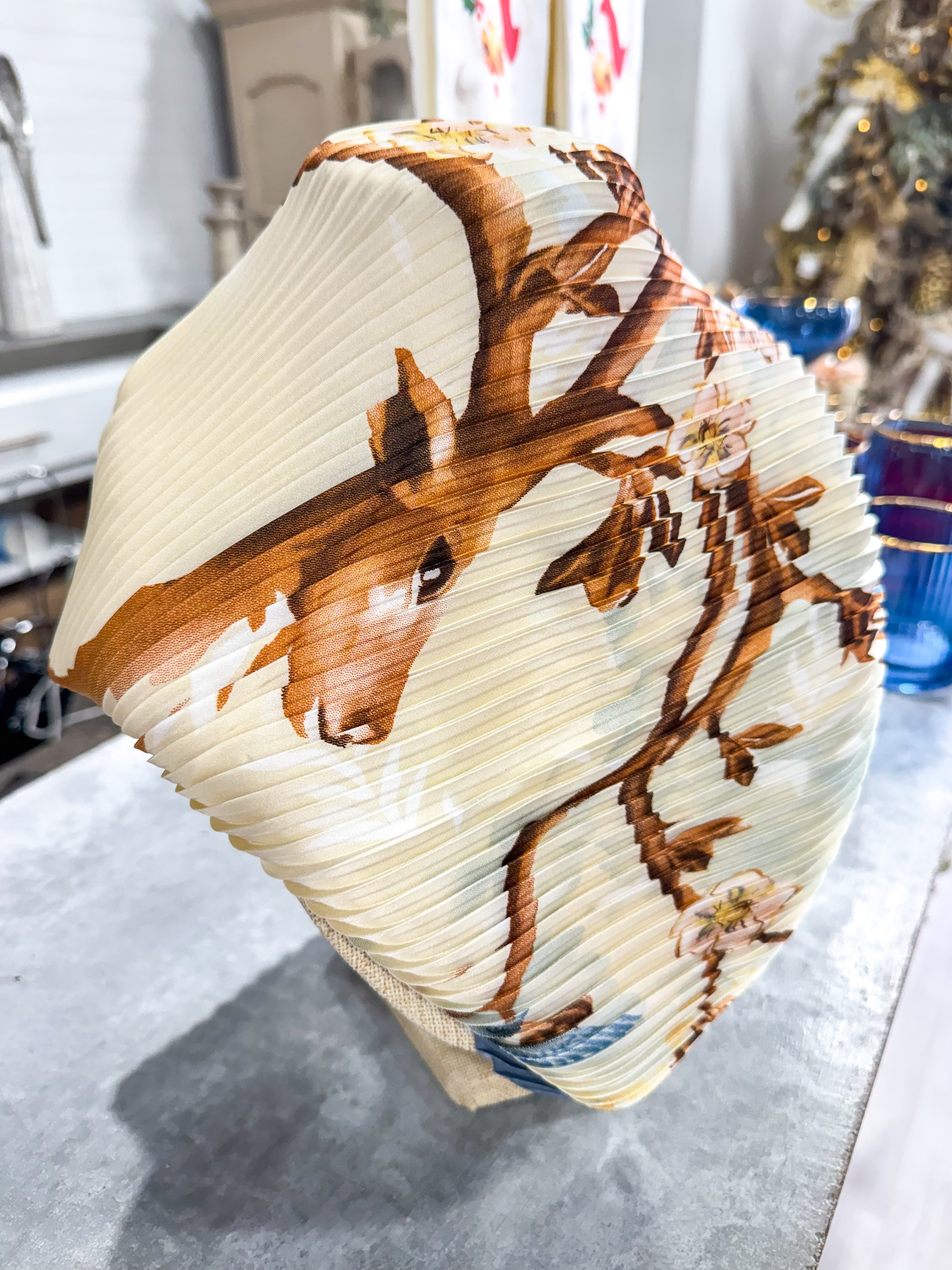 Blue/Ivory Deer Floral Scarf