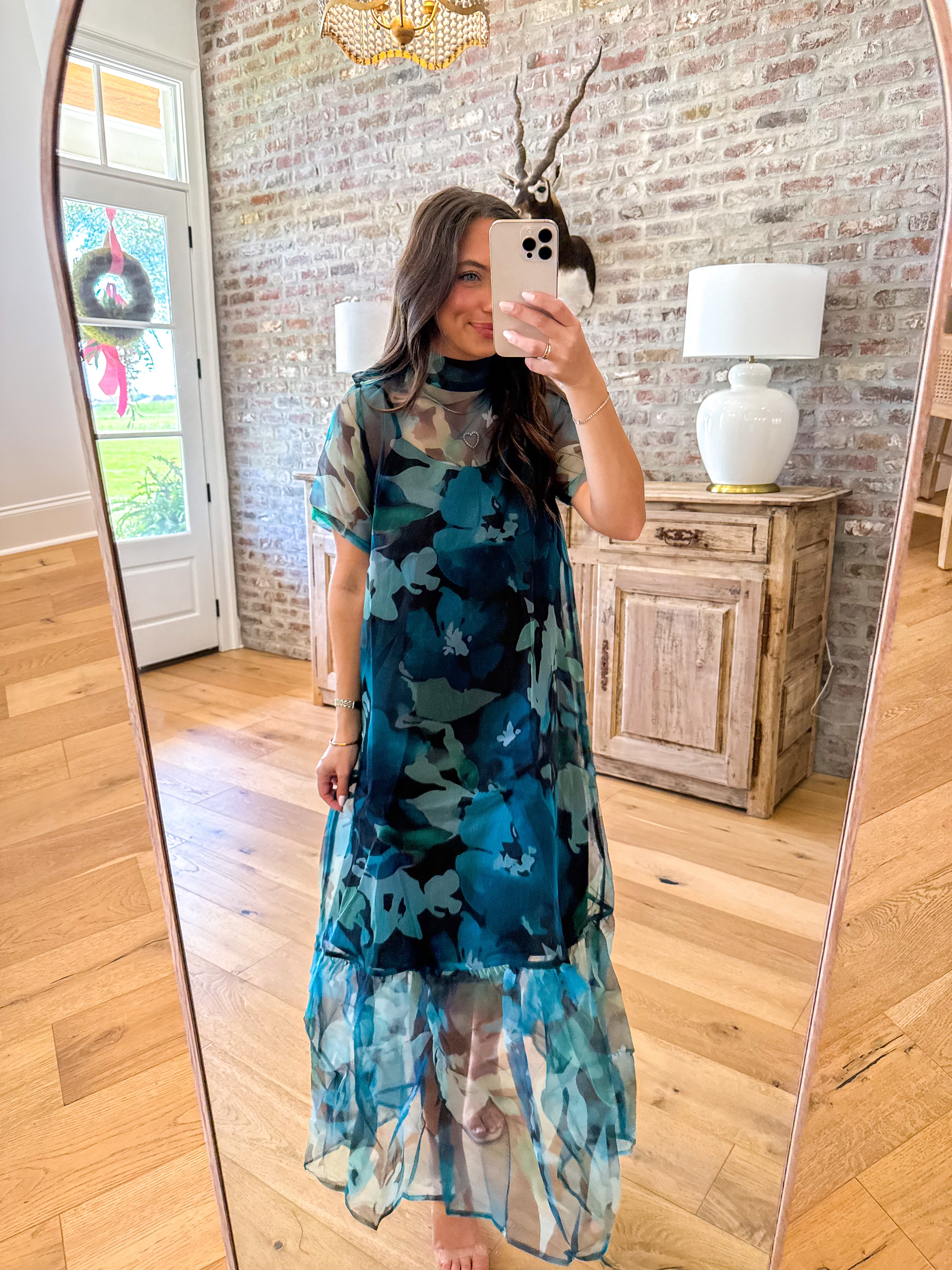 Watercolor Dreams Sheer Floral Maxi Dress