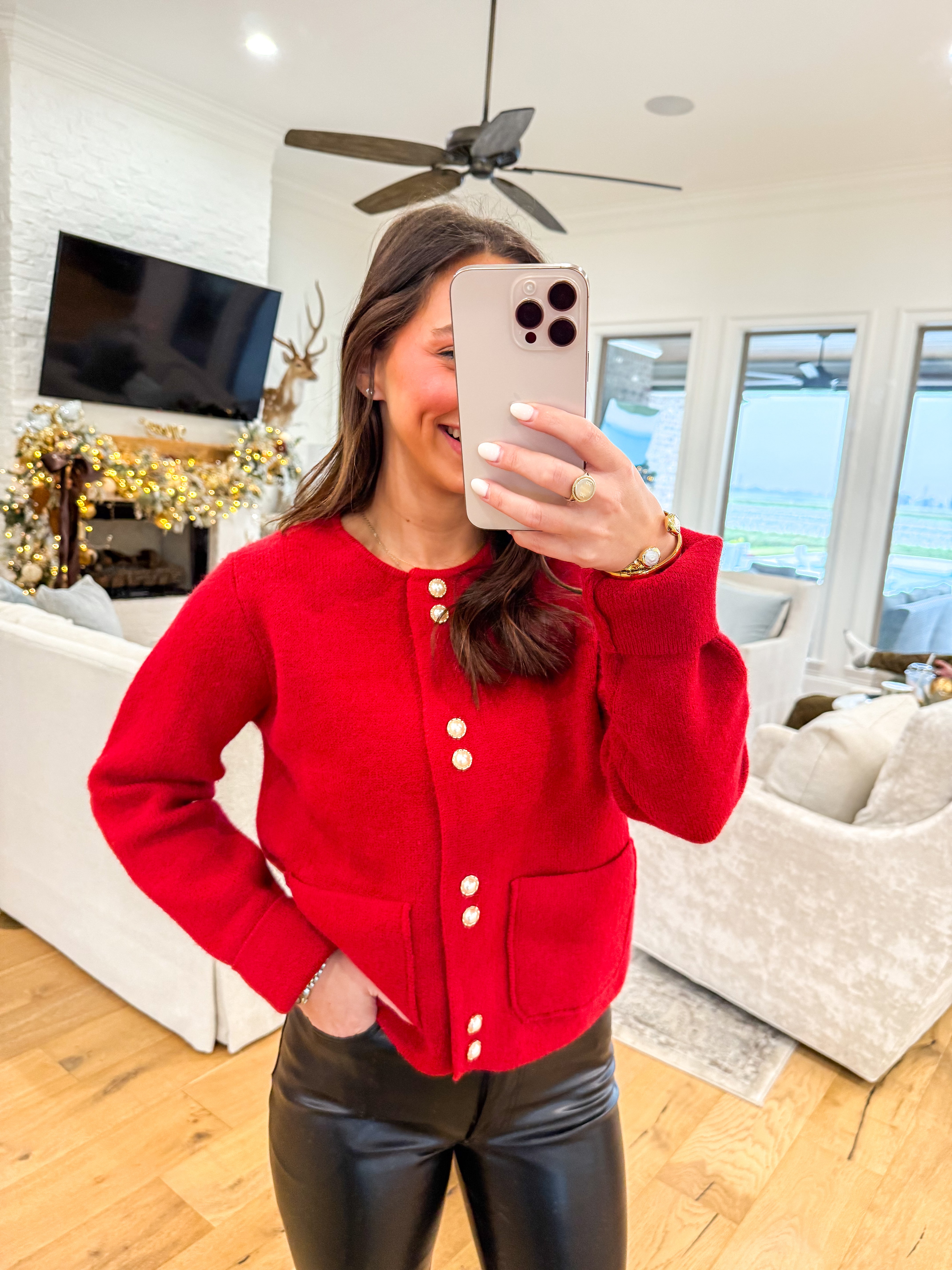 Ruby Red Pearl Cardigan