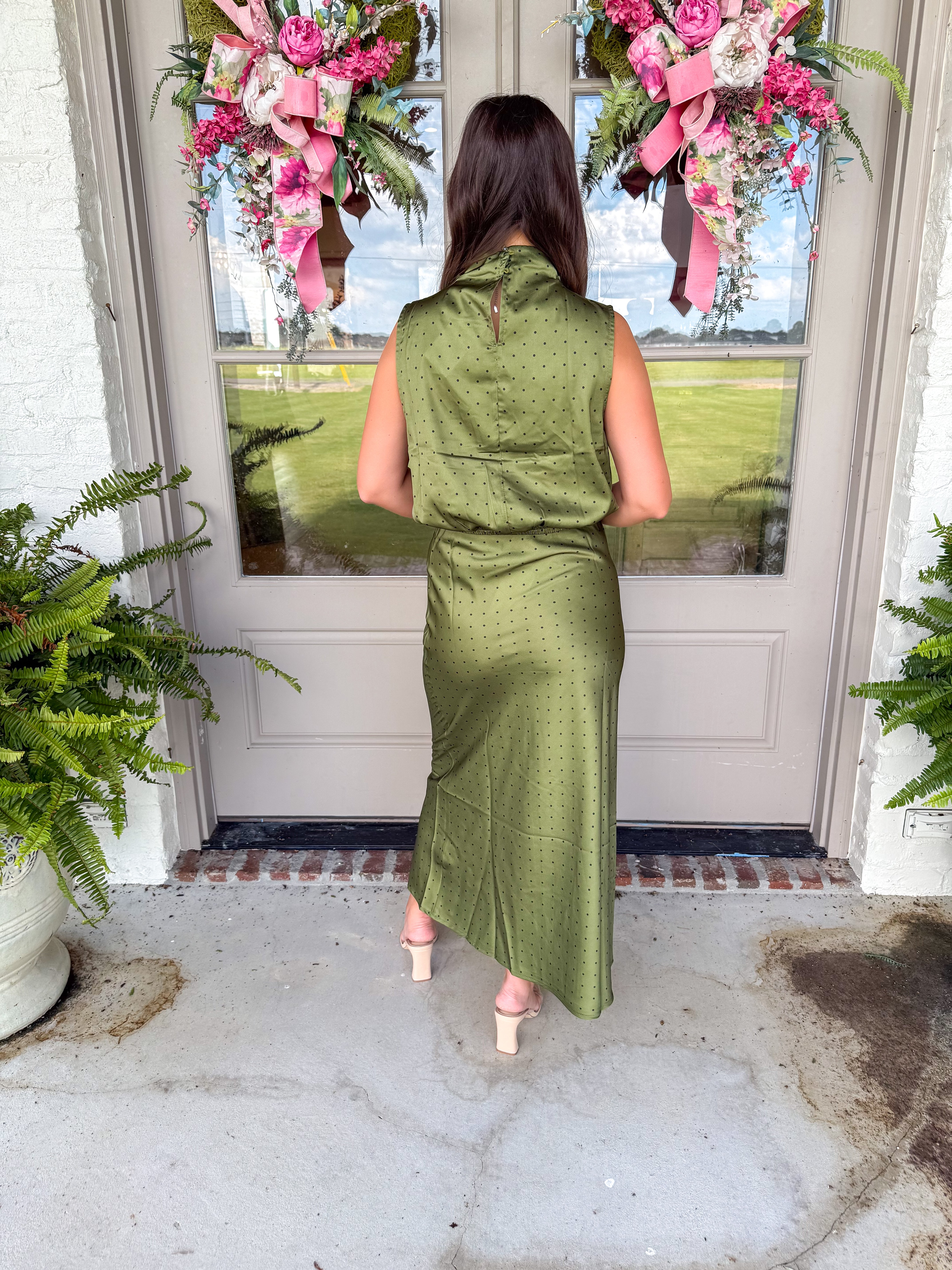 Dotted Darling Midi Skirt Olive