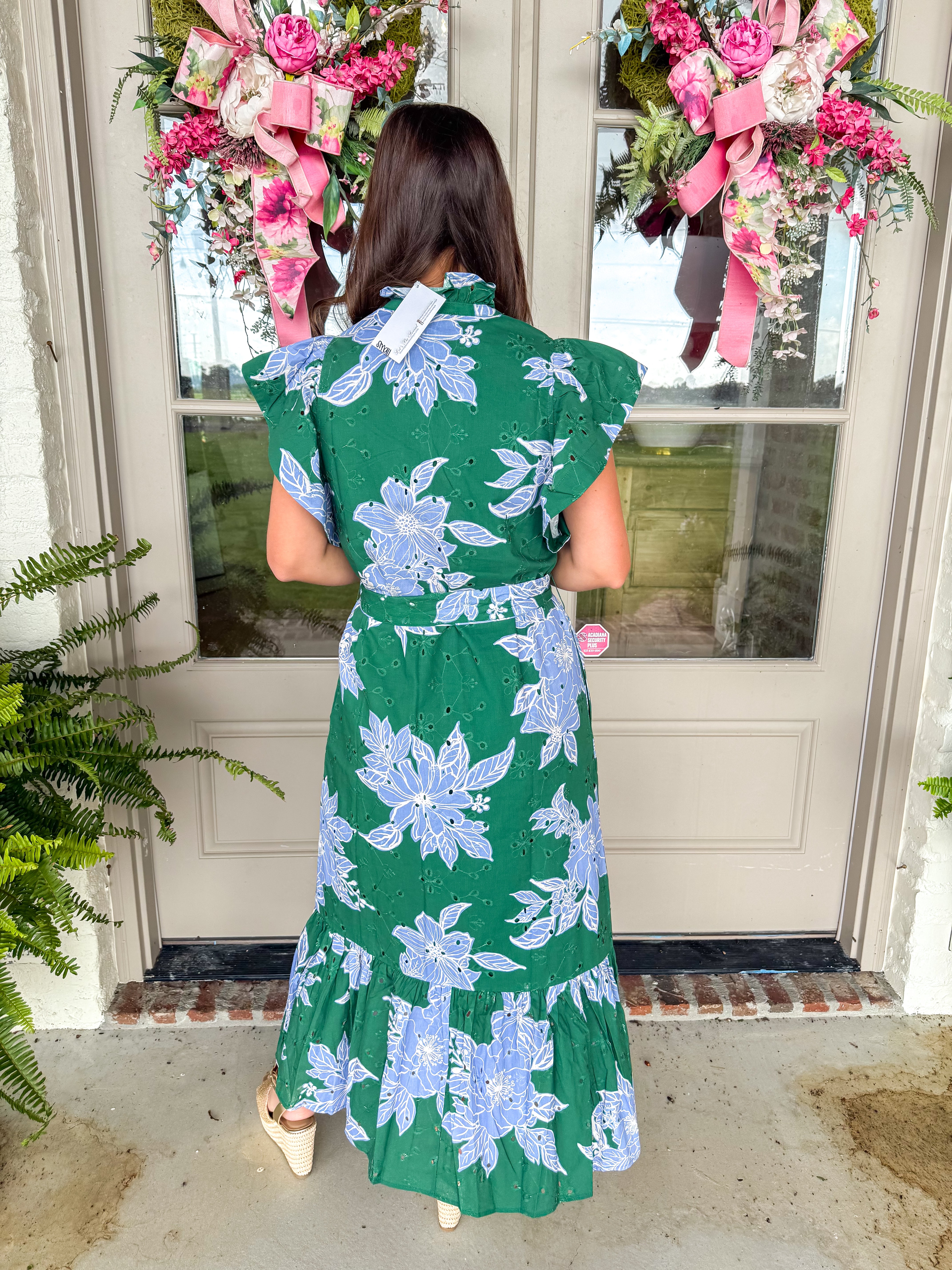 The Garden Party Midi Dress Green/Blue