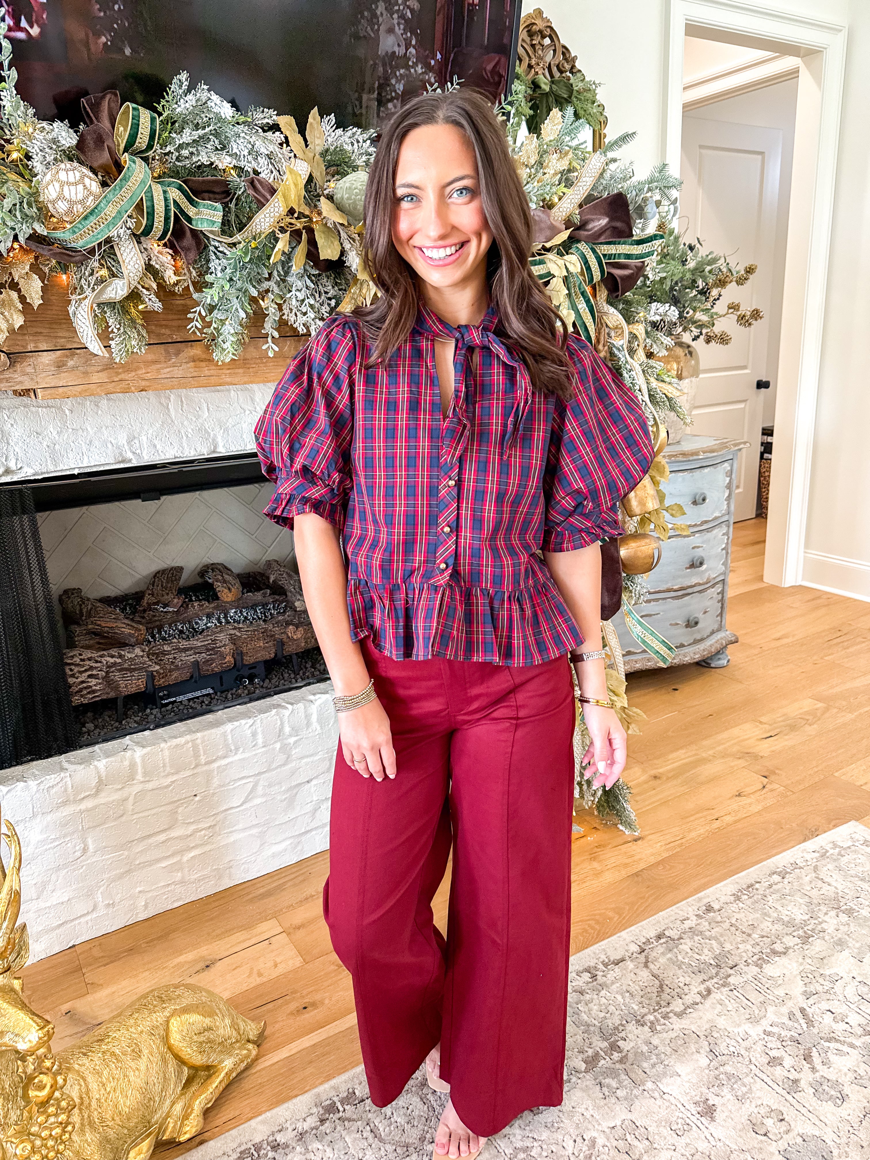 Tartan Charm Peplum Blouse