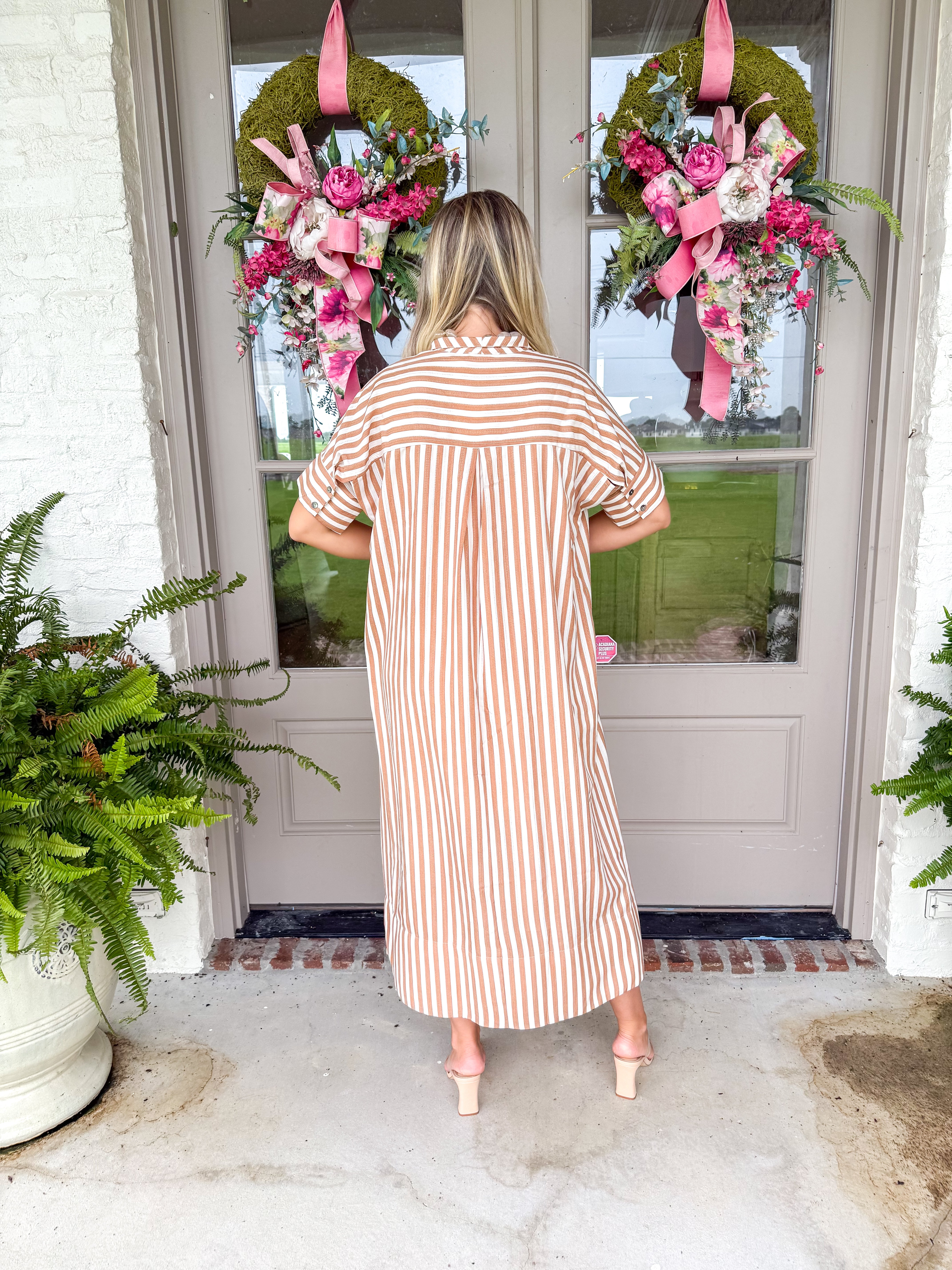 Lunden Taupe/White Striped Maxi