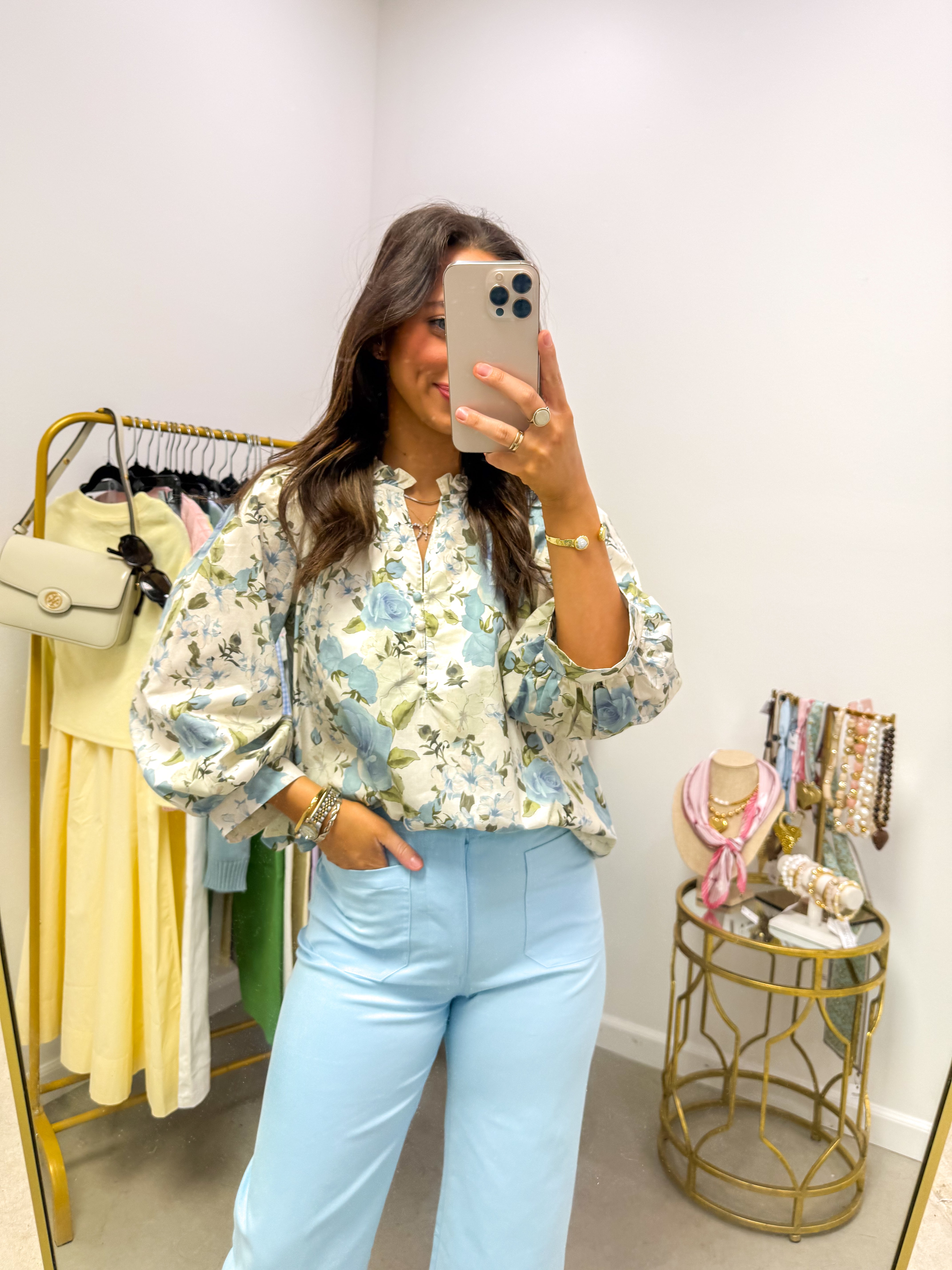 Raleigh Blue Floral Top