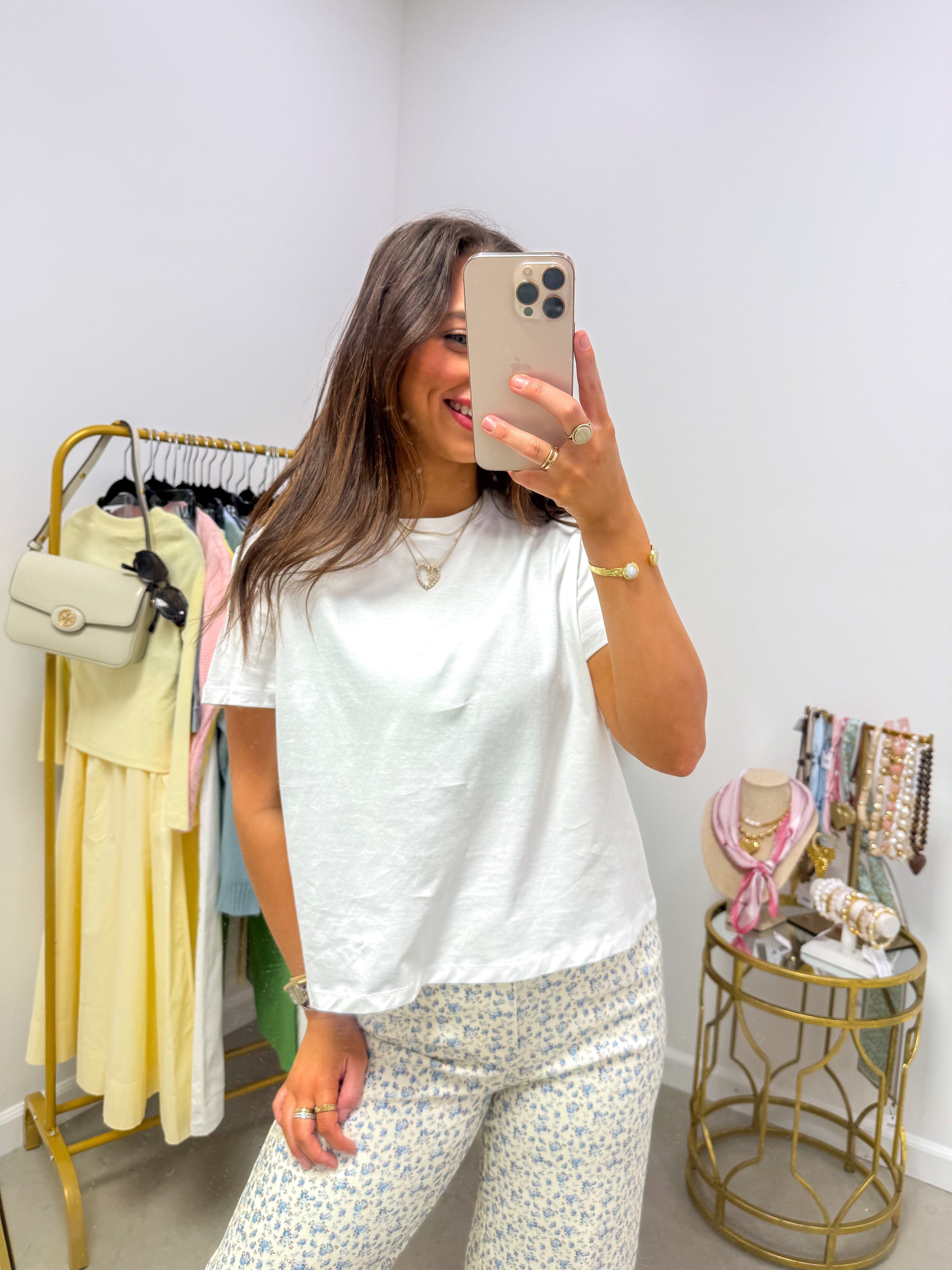 Basic Relaxed Cream Crop Knit Tee