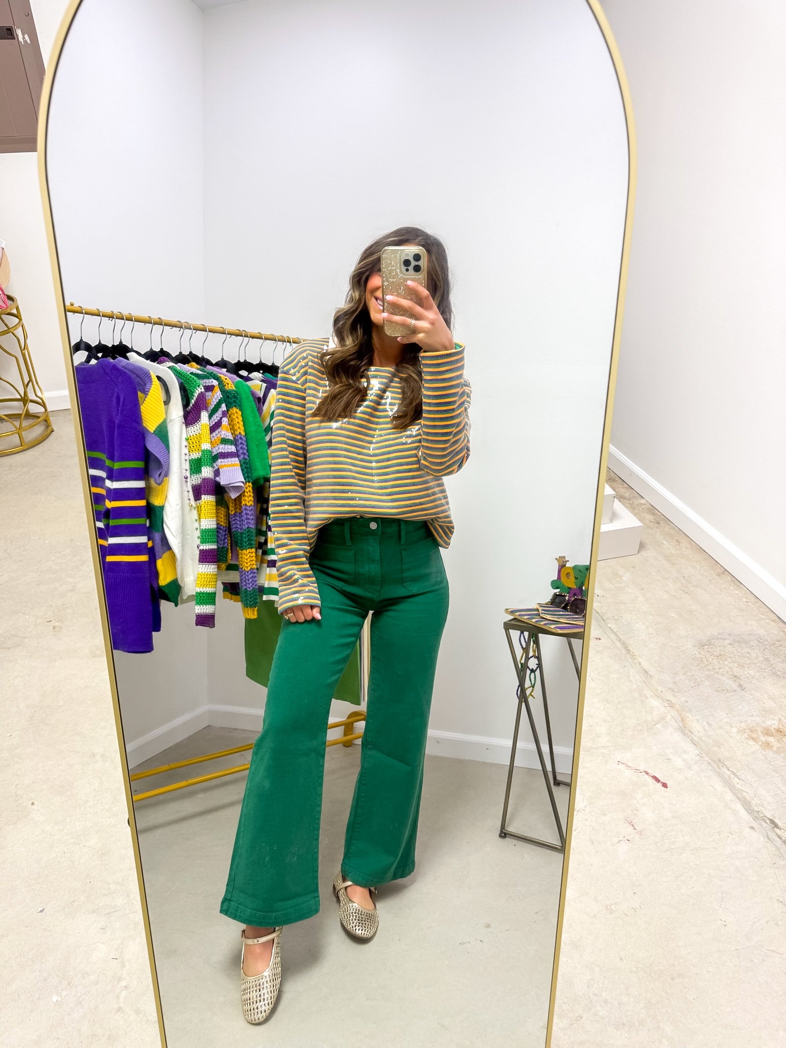 Mardi Gras Sequin Stripe Top