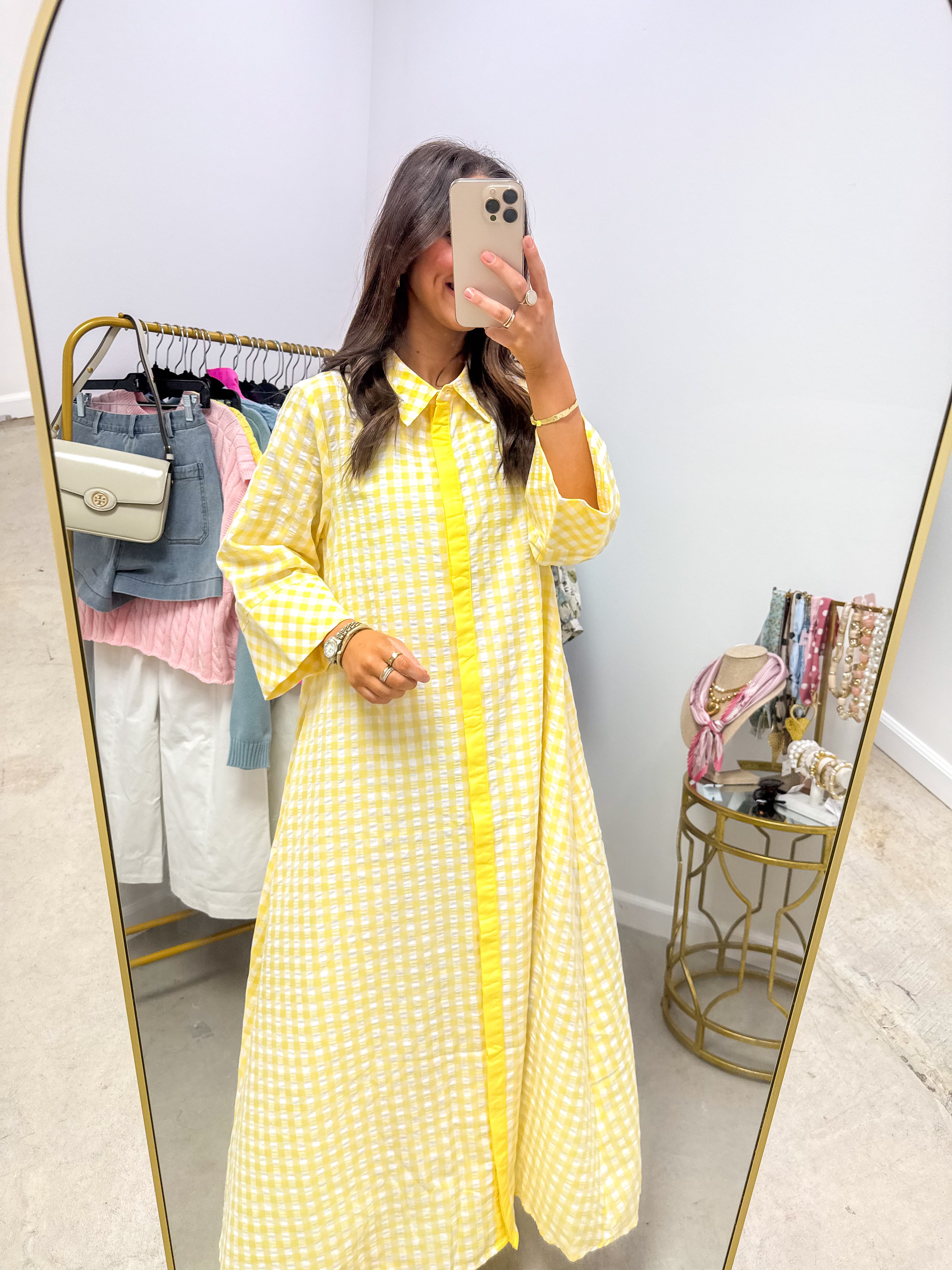 Stripes & Smiles Yellow Midi Dress