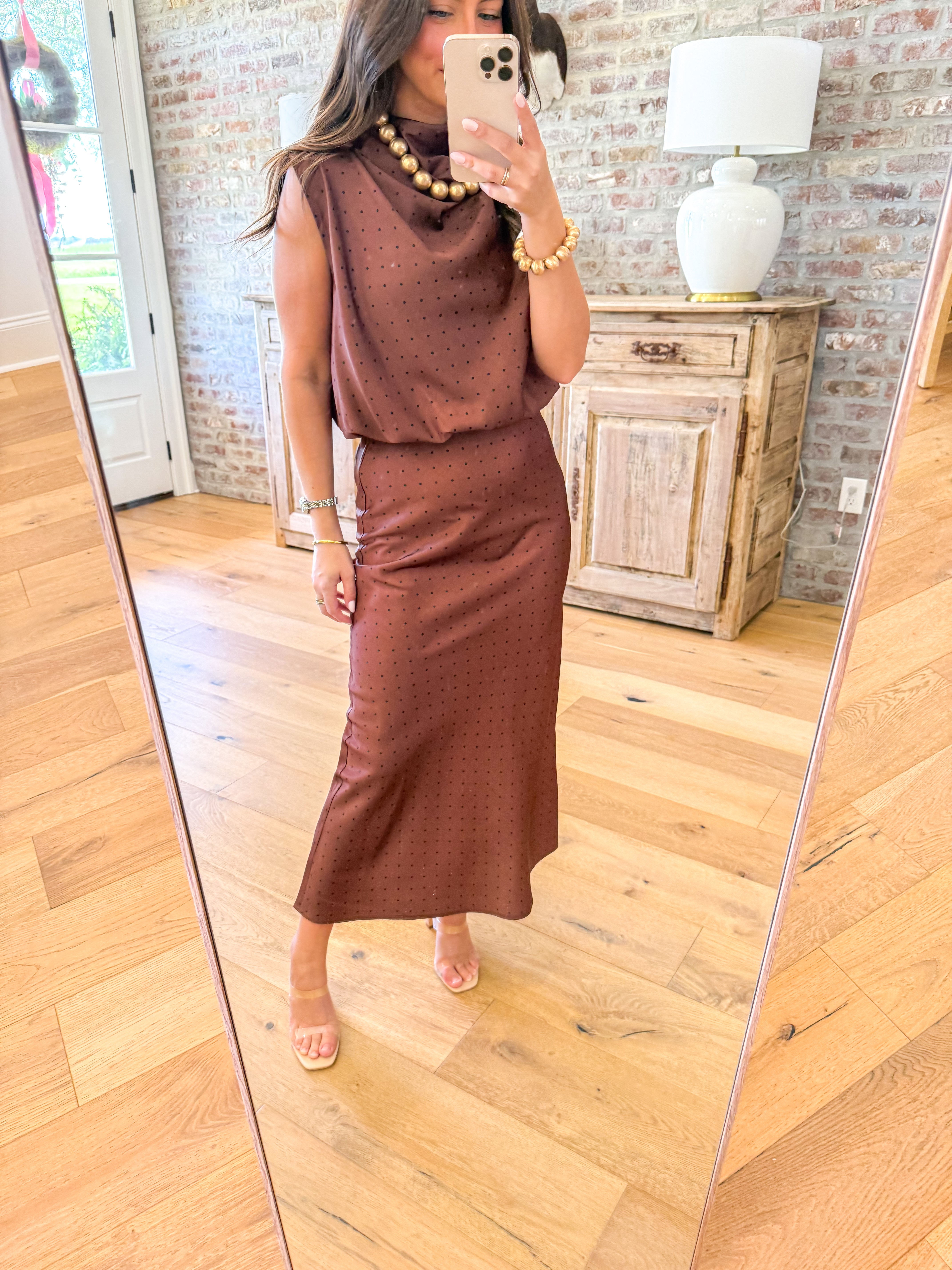 Dotted Darling Midi Skirt Mocha