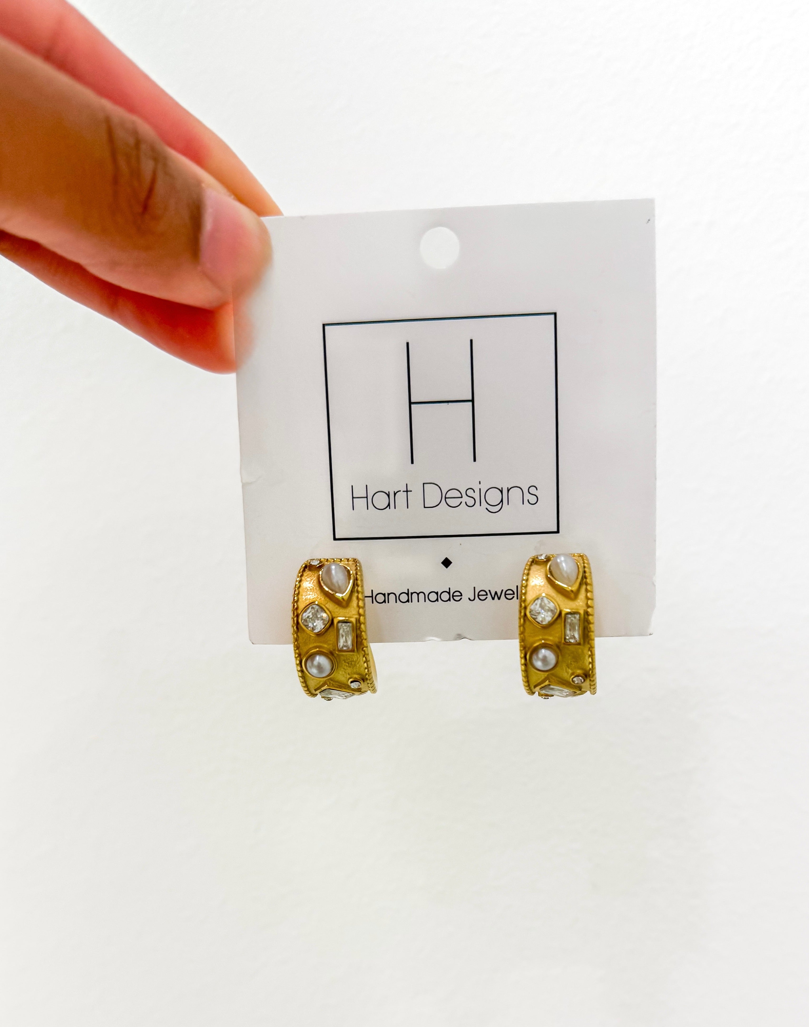 Pearl & Diamond Gold Hoops