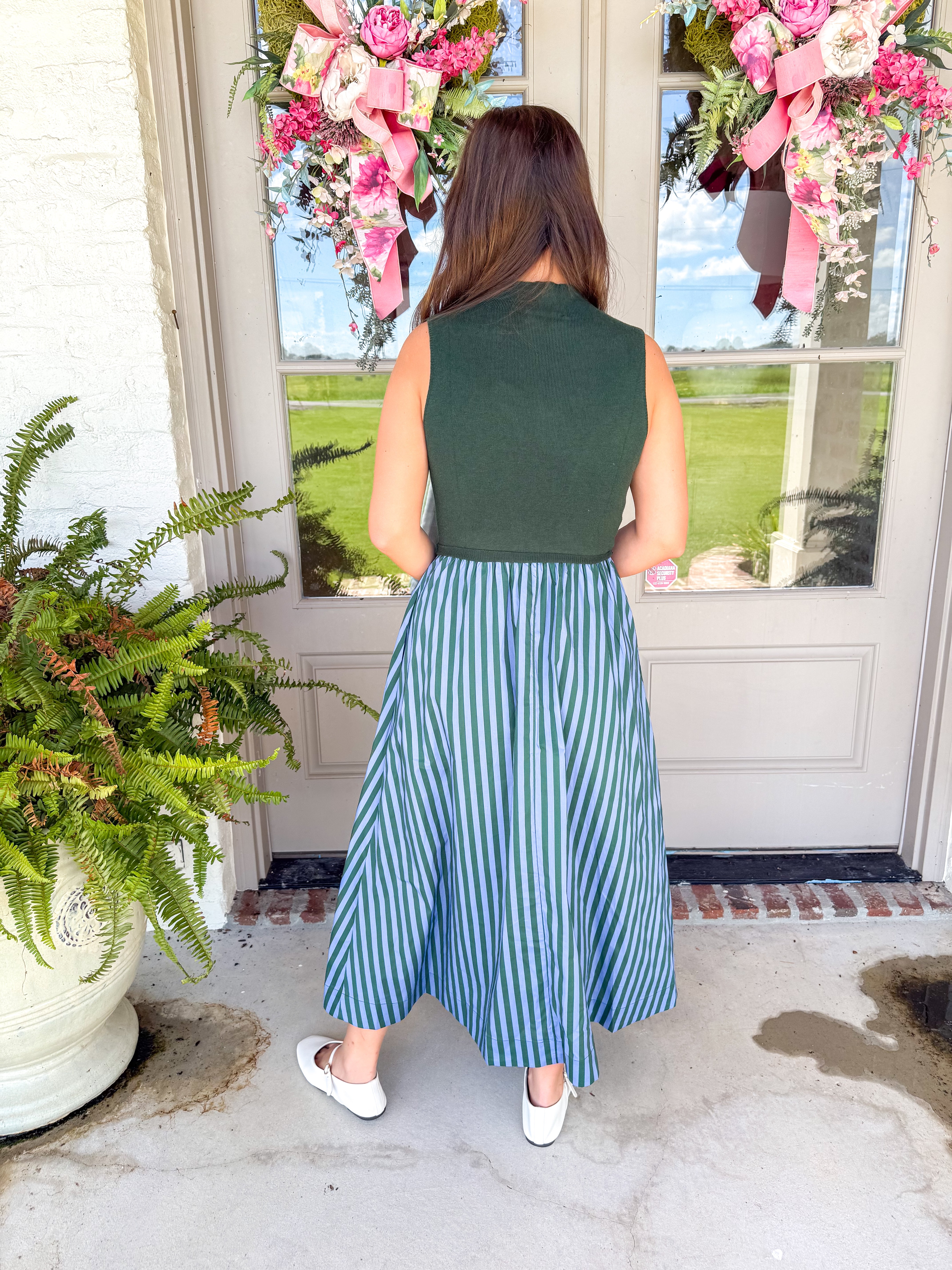 Emerald Stripe Midi Dress
