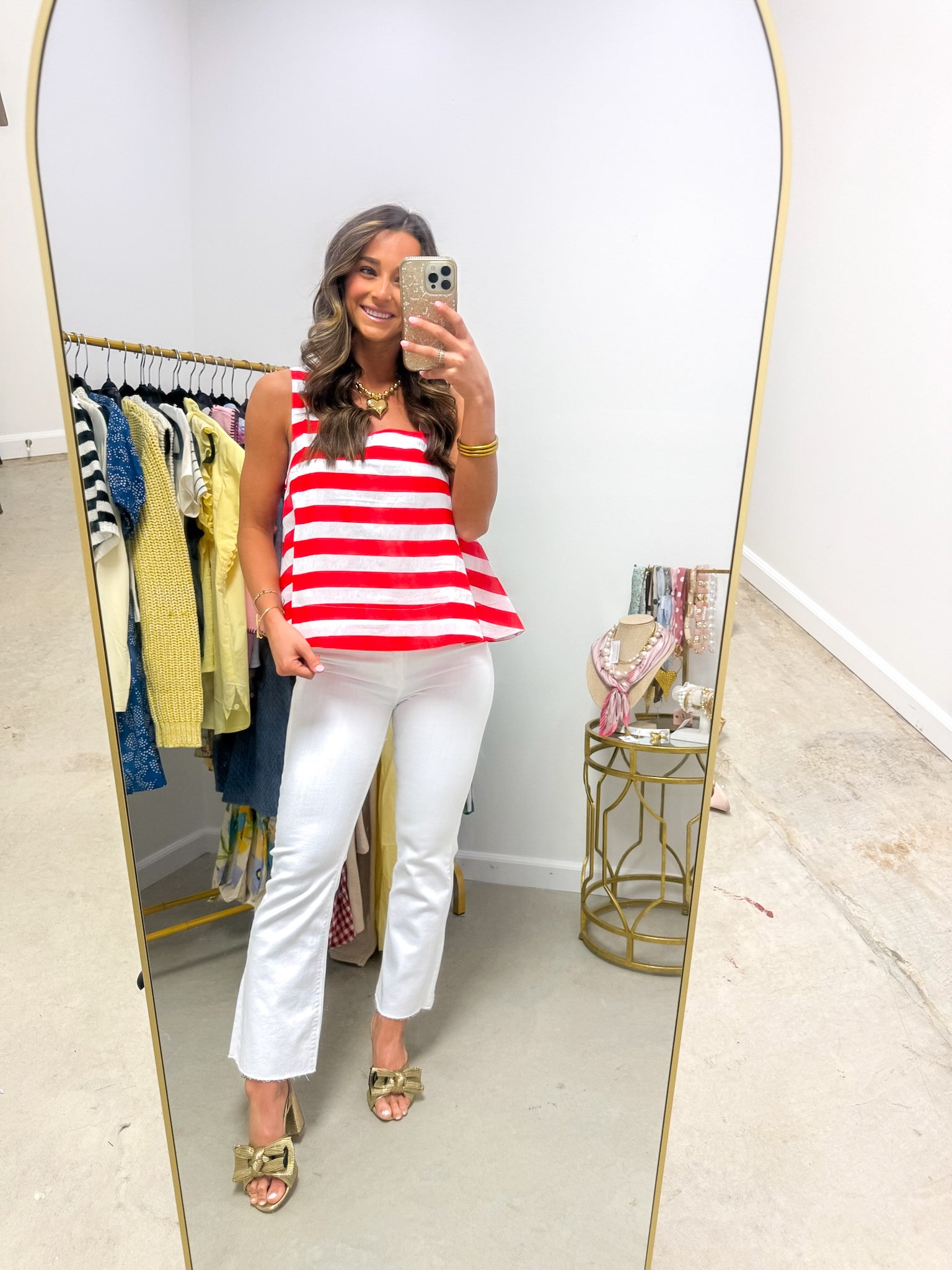 Seaside Romance Red Striped Tank