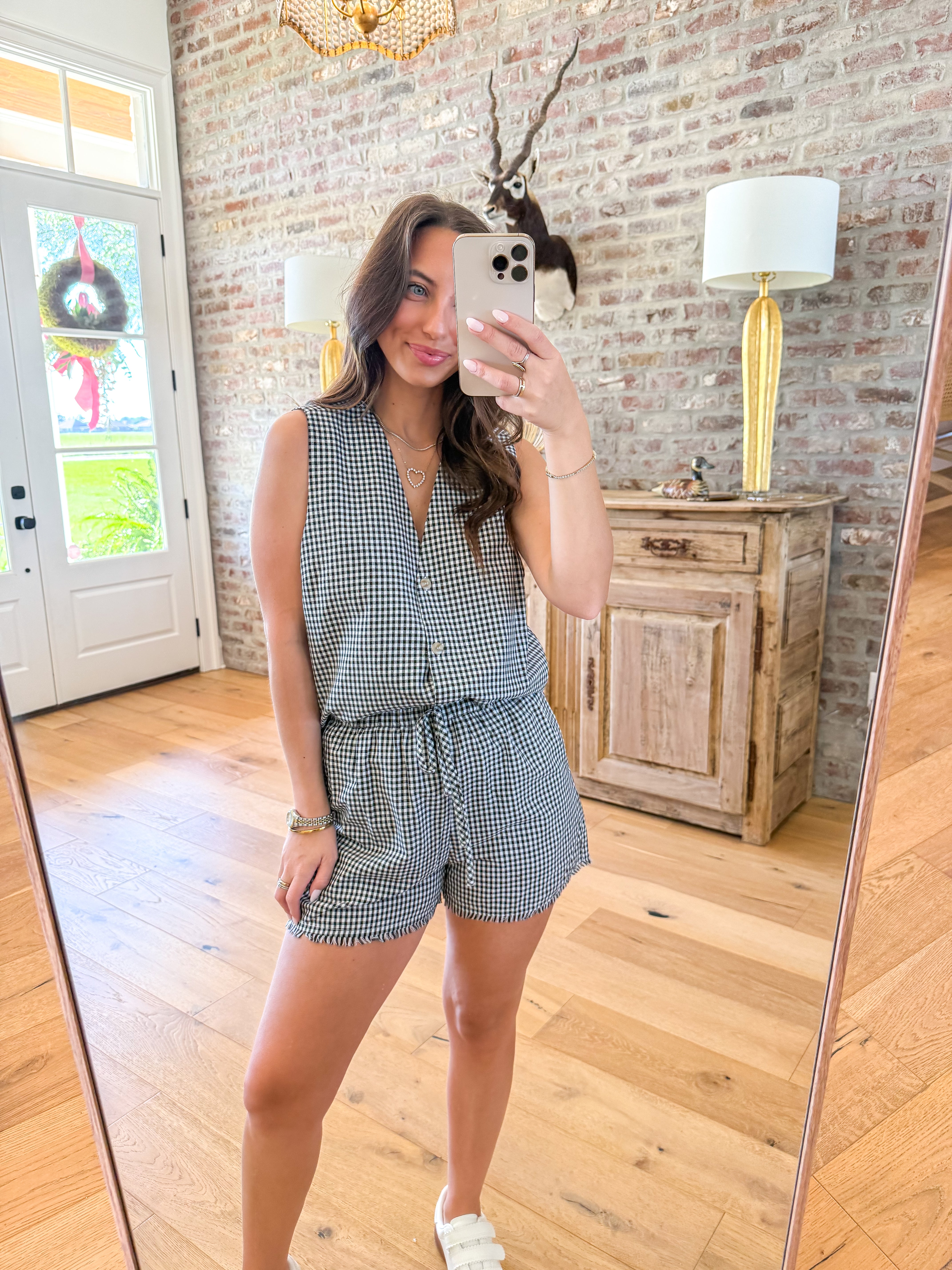Elsie Black Gingham Short Set