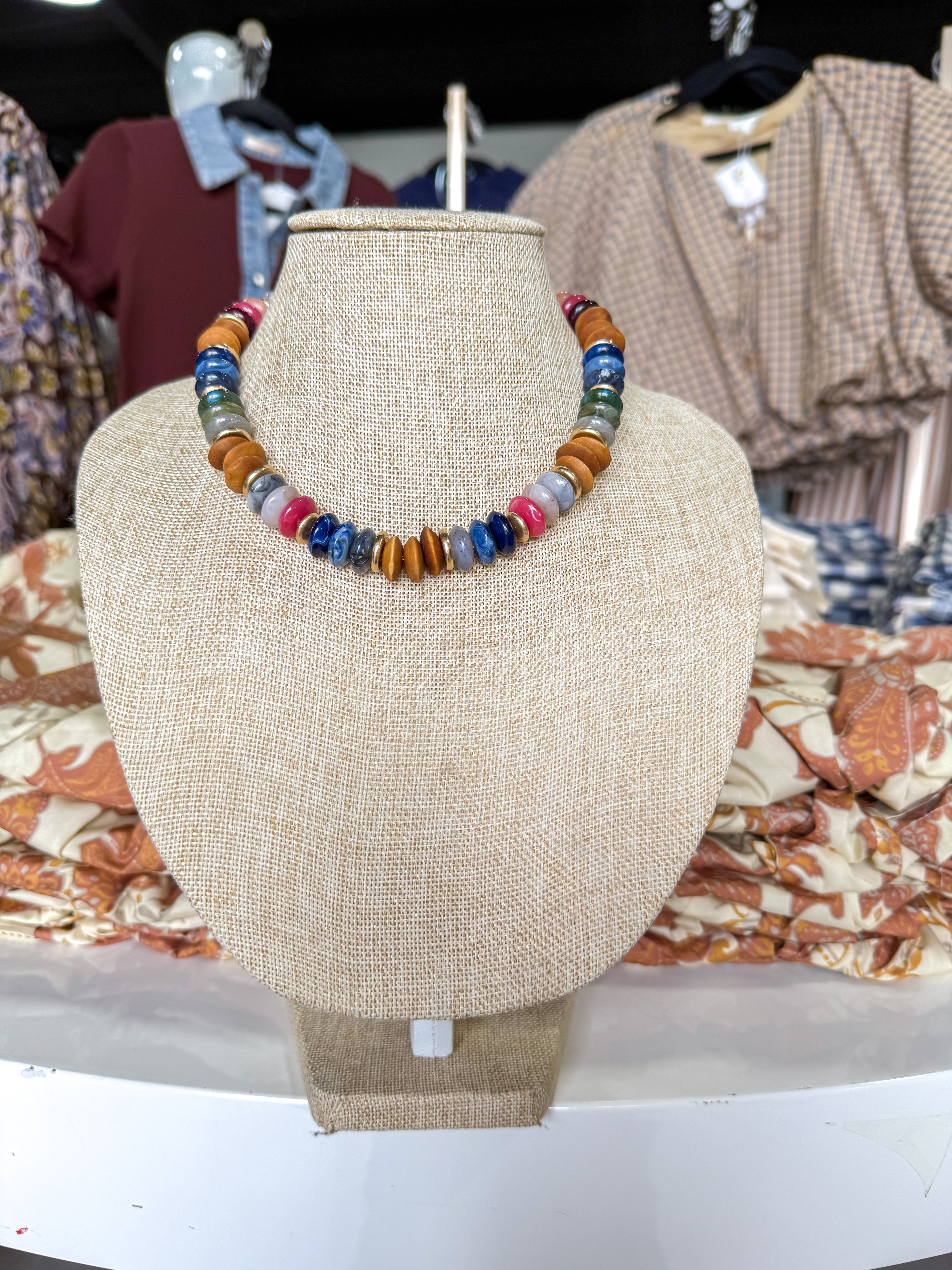 Multi Jewel Tone Beaded Necklace