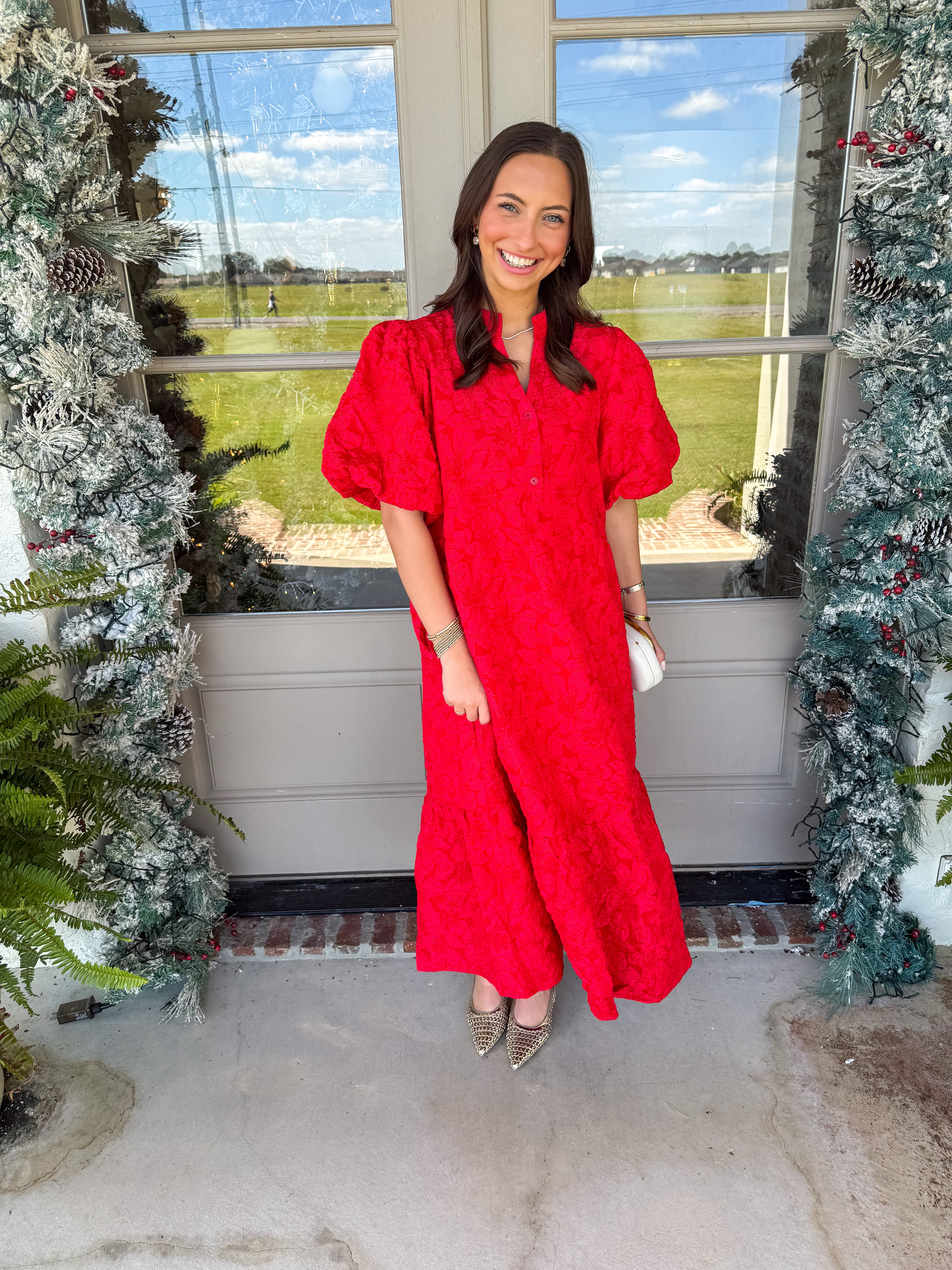 Ruby Bloom Jacquard Midi Dress